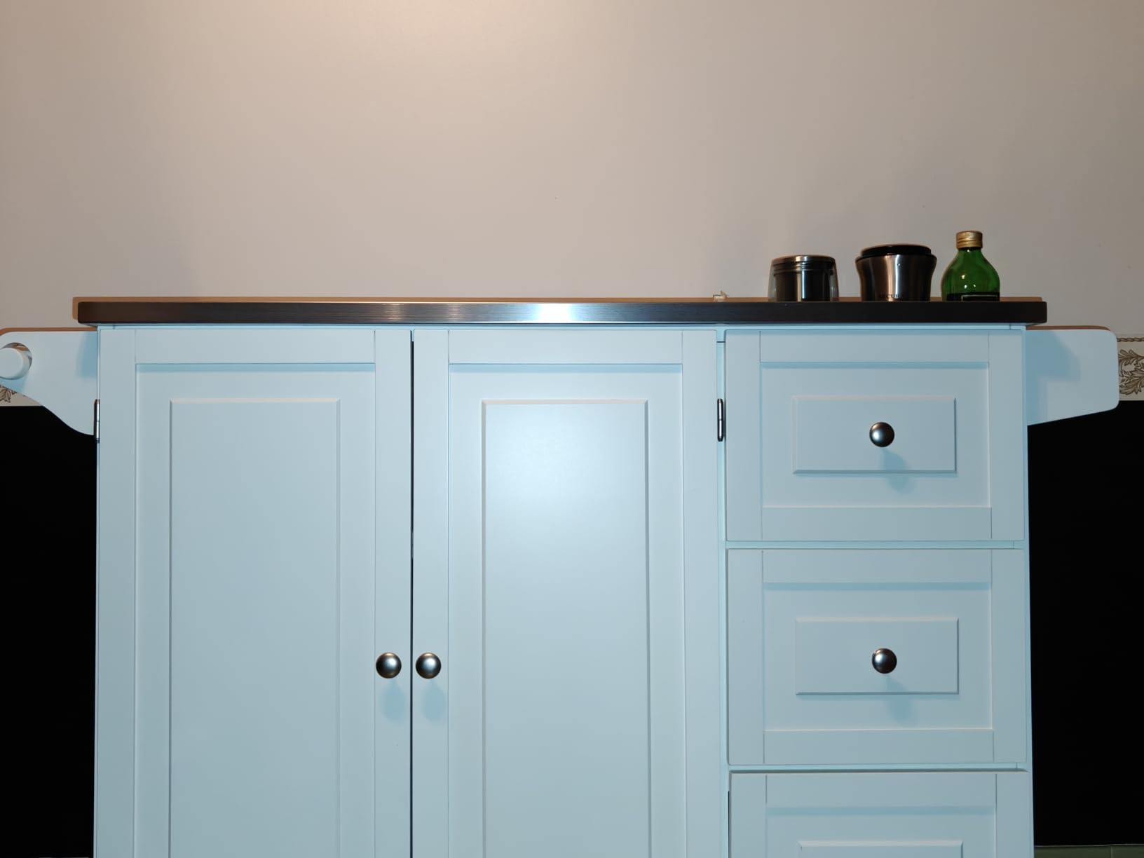 Homestyles Mobile Kitchen Island Cart with Stainless Steel Top, Sage Green customer photo 2
