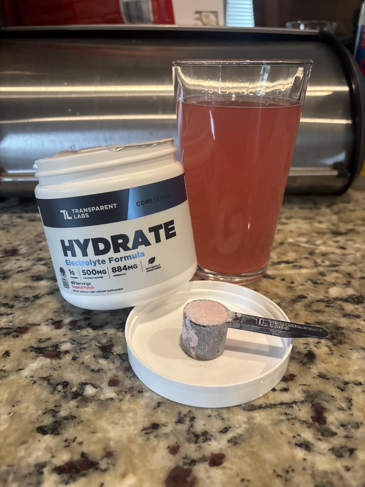Transparent Labs Hydrate Naturally Sweetened Electrolytes Powder - Hydration Powder Electrolytes with Coconut Water, Calcium, Taurine, & Potassium - 40 Servings, Tropical Punch customer photo 2