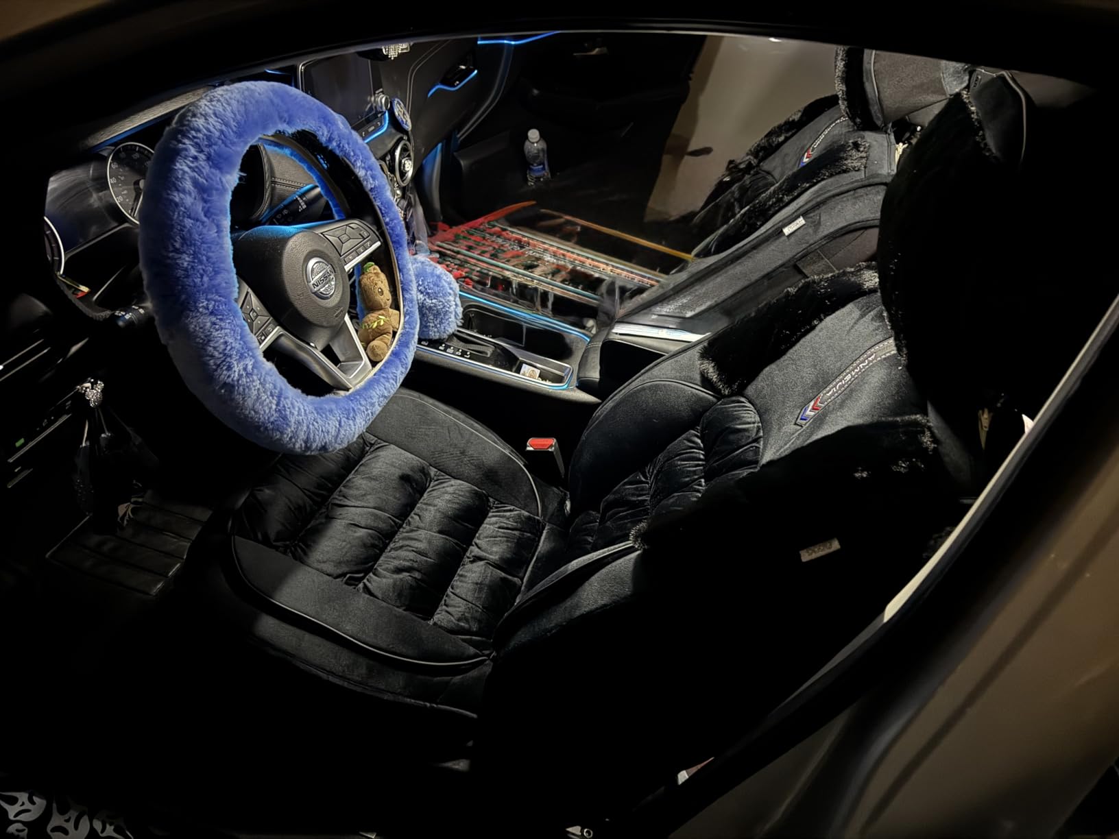 AOOG Fuzzy Car Seat Covers, Heated Bench Back Cushion Protector for Cars SUV Trucks (Front Pair, Grey) customer photo 1