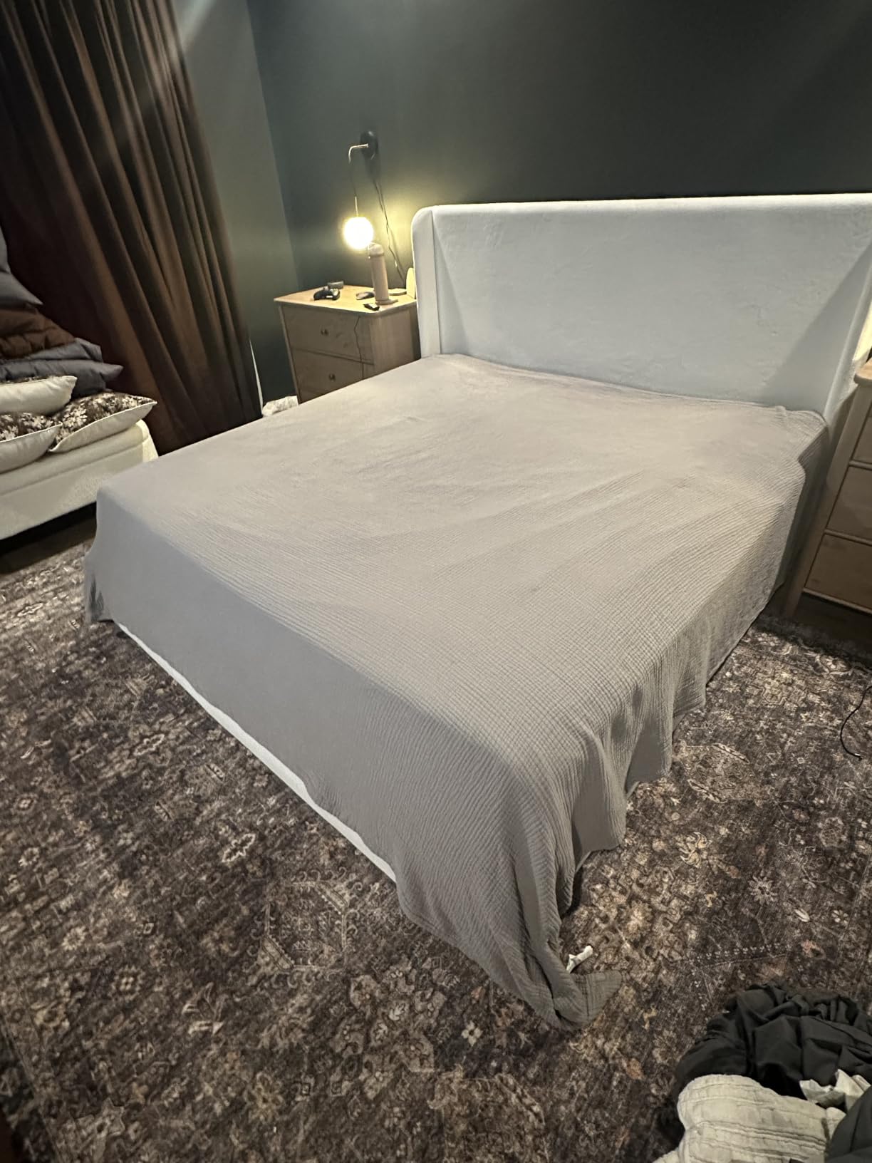 Bedsure 100% Cotton Muslin Blanket King Size for Bed - 4-Layer Lightweight Breathable Summer Gauze Muslin Blanket for Adults, Soft Thin Bedspread Coverlet All Season, Linen Beige, 108x90 Inches customer photo 1