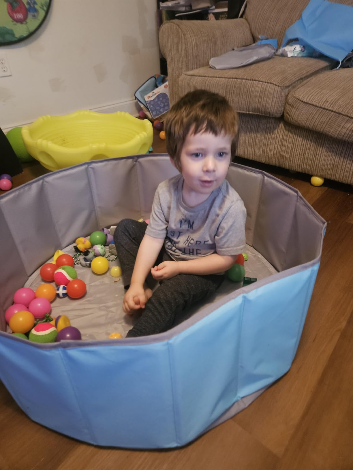 Hikiddy Large Foldable Ball Pit for Toddler Dog- 44in -Balls Not Include | Blue Baby Ball Pool with Playmat, Hold Over 1000 Balls, Play Pit for Kids Dogs Indoor and Outdoor Games, Party Toys Gifts customer photo 2