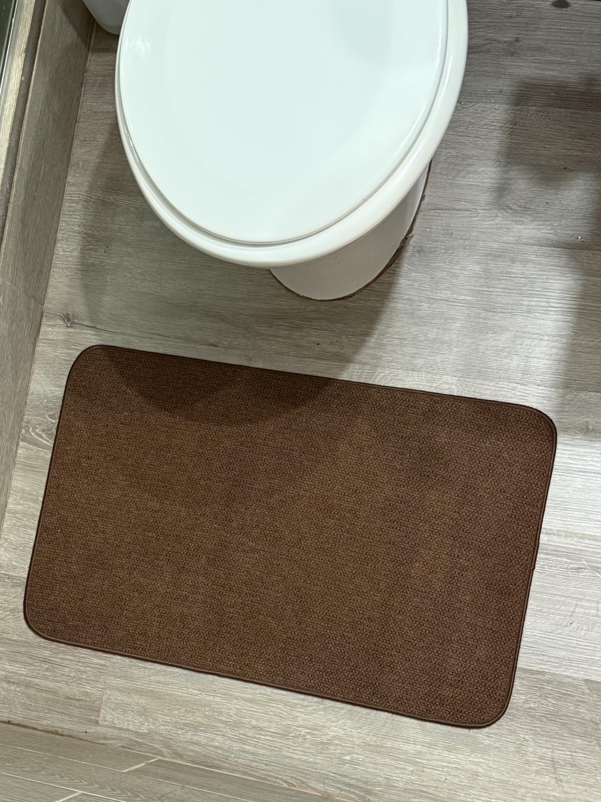 Bath Mat, Ultra Thin Bathroom Rugs, Rubber Bath Mats for Bathroom, No Slip Bath Rugs, Quick Dry, Machine Washable, Low Pile, Absorbent, Shower Outside, Sink, Home Decor Accessories, Grey, 17x27 Inch customer photo 1