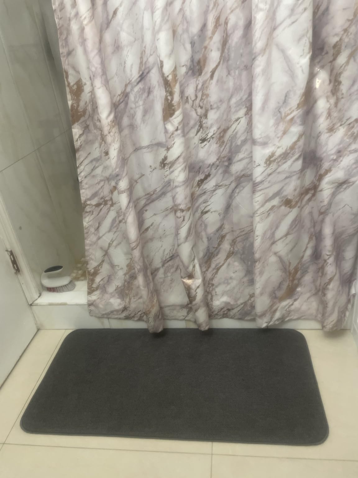 Bath Mat, Ultra Thin Bathroom Rugs, Rubber Bath Mats for Bathroom, No Slip Bath Rugs, Quick Dry, Machine Washable, Low Pile, Absorbent, Shower Outside, Sink, Home Decor Accessories, Grey, 17x27 Inch customer photo 2