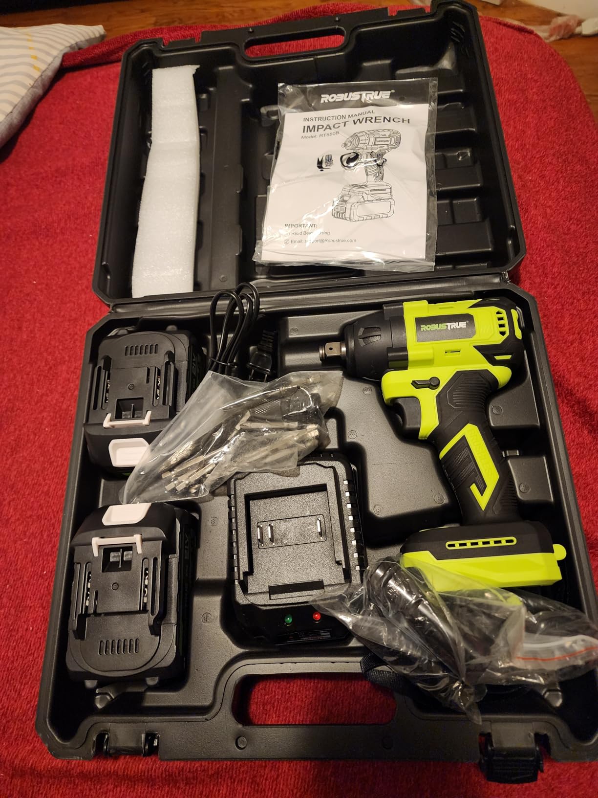 Robustrue Cordless Impact Wrench, 590Ft-lbs (800N.m) Brushless 1/2 inch, 2800RPM High Torque Impact Gun, 2x 4.0Ah Battery, Charger, 4 Sockets customer photo 1