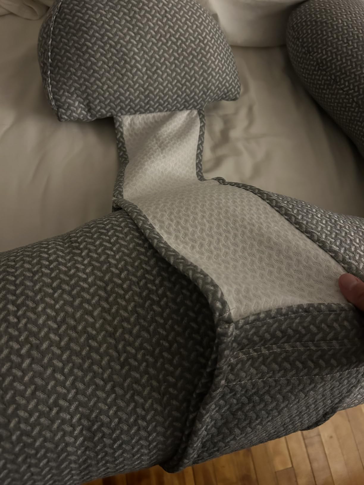 Momcozy Pregnancy Pillow, Original F Shaped Maternity Pillow for Pregnant Women with Adjustable Wedge Pillow, Full Body Support Pregnancy Pillows for Side Sleeping with Velvet Cover, Grey customer photo 2