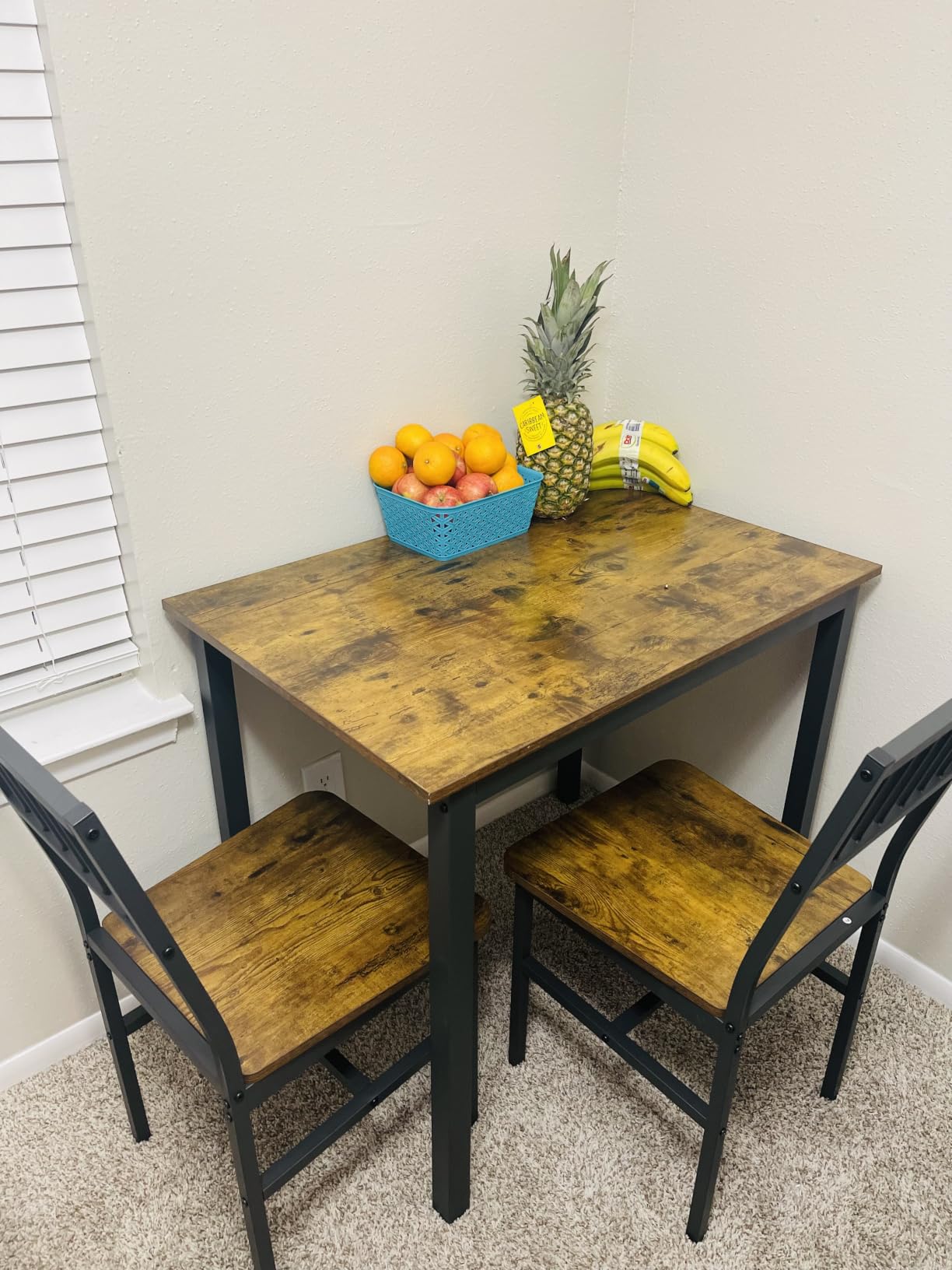 AWQM 3 Piece Dining Table, Small Kitchen Table Set for 2 with Chairs (Brown), Wood Breakfast Nook Table and Chairs Set of 2, Dinette Set for Small Space, Dining Room, Office, Apartment customer photo 1