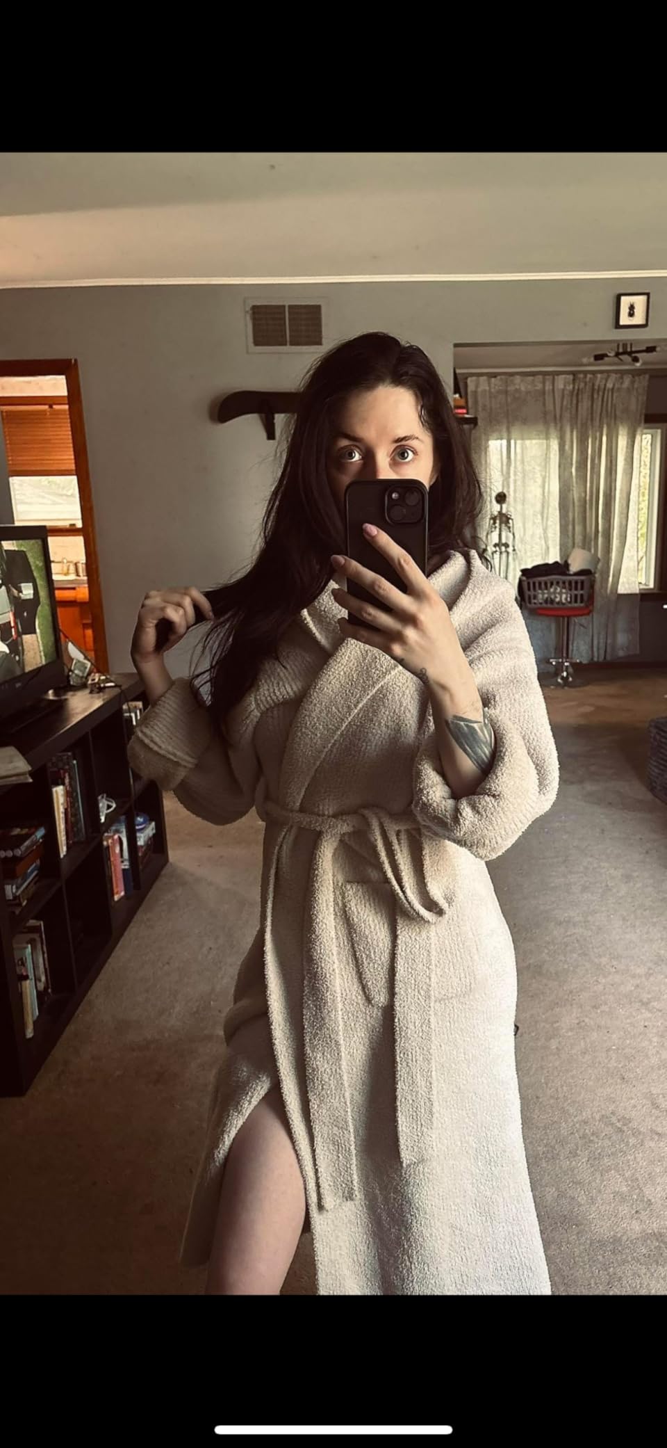 MH MYLUNE HOME Ultra Soft Robes for Women with Pockets, Womens Robe Plush, Hooded House Robes for Women Calf-Length, Spa Bath Robe, Cozy Comfy Fluffy Fuzzy Robe for Women customer photo 1