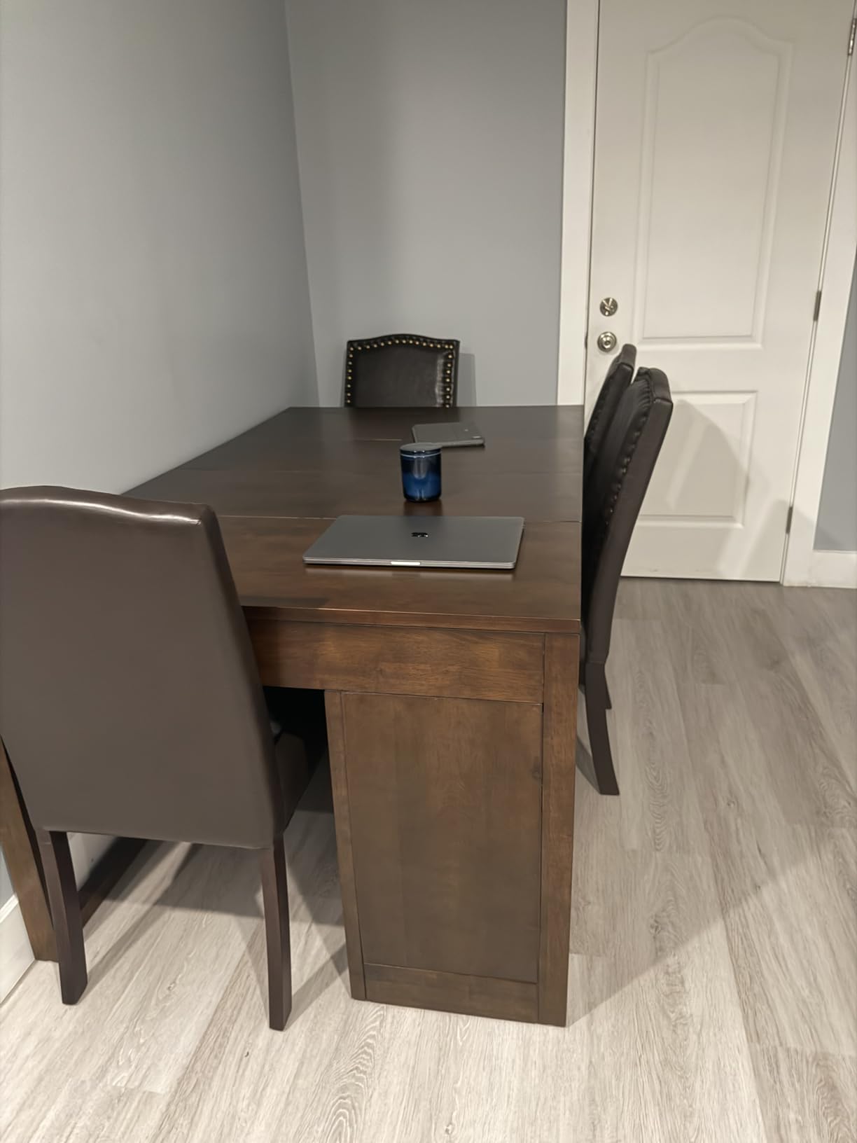 DUMOS Dining Chairs Set of 4, Modern PU Leather Kitchen Table Chairs | Wooden Legs, Padded Seat, Armless, Dining Room, Living Room, Restaurant, Brown customer photo 2