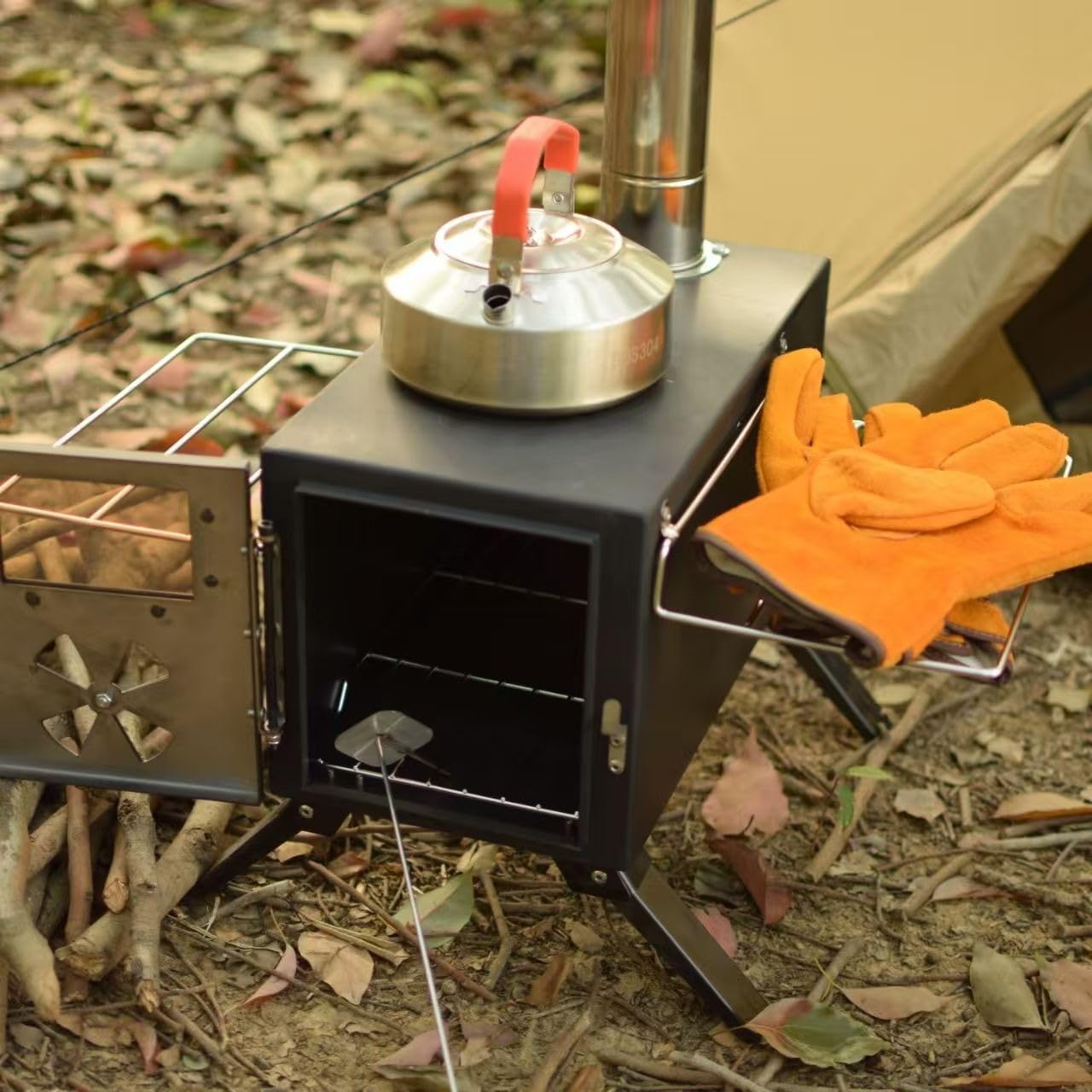 Hot Tent Stove, AVOFOREST Wood Burning Stove, Small Wood Stove with 7 Stainless Chimney Pipes for Outdoor Heating & Cooking, Ice Fishing, Hunting customer photo 1