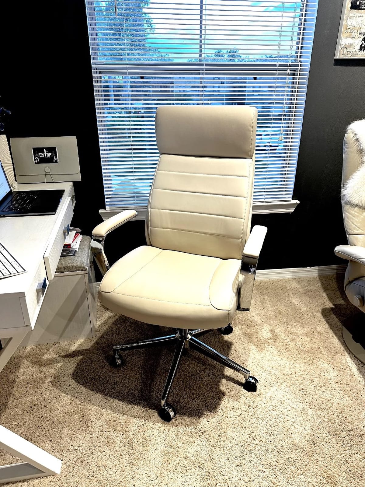 Realspace Modern Comfort Modee Vegan Leather High-Back Executive Office Chair, Sand/Chrome, BIFMA Compliant customer photo 1