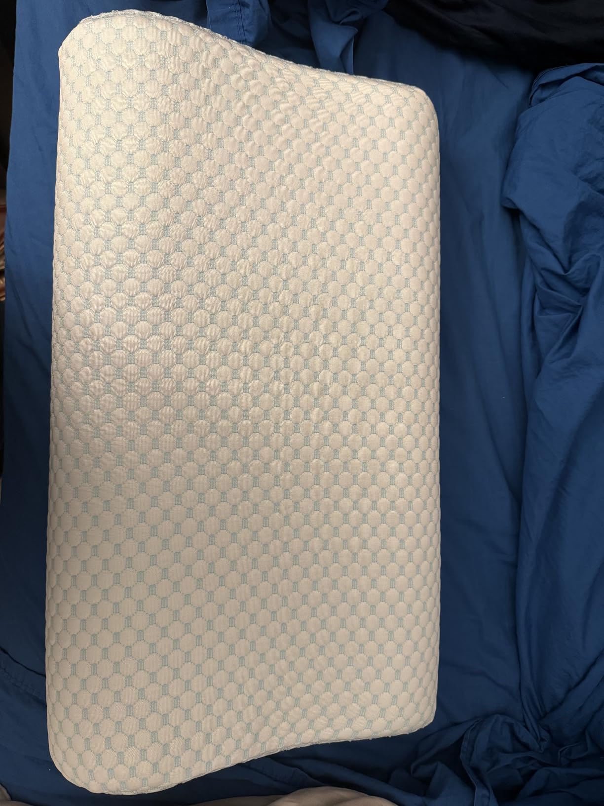 Cervical Pillow for Neck Pain Relief, Contour Memory Foam Pillows for Sleeping, Ergonomic Pillow Cooling Pillow Bed Pillow Neck Support for Side Back Stomach Sleepers (Blue, Queen Size) customer photo 2