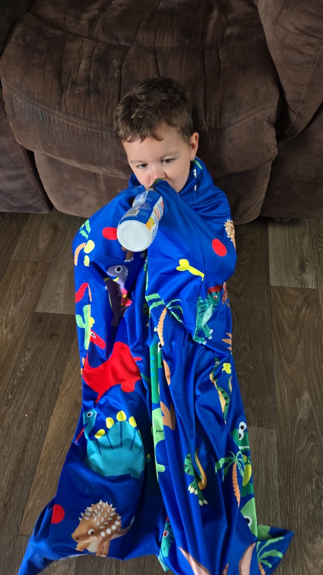 Sensory Body Sock for Kids, Stretchy Compression Body Wrap, Small | Calming Sensory Seeking Sack, Soft Breathable Sensory Tool for Sensory Needs, Boys and Girls, Dinosaur Pattern customer photo 2