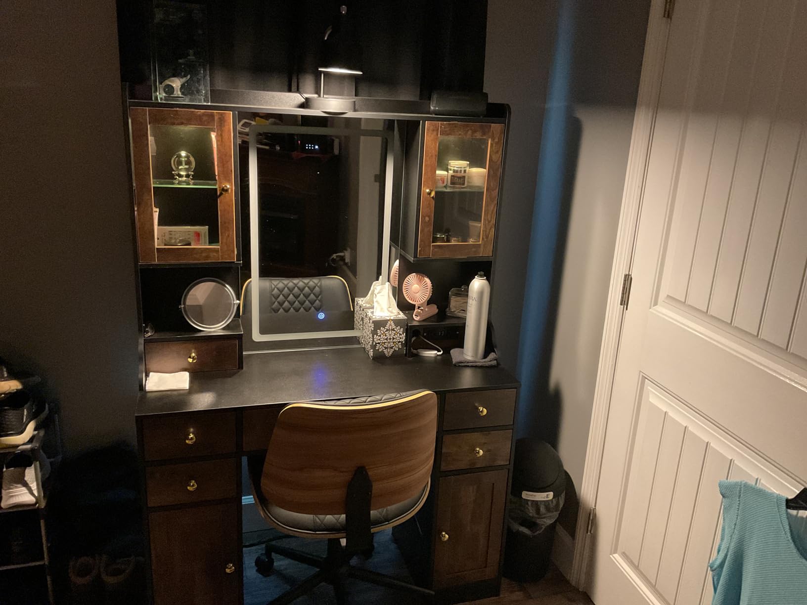 CSZZD White Makeup Vanity Desk with LED Mirror & RGB Cabinets | Vanity Table with Charging Station and 6 Storage Drawers, Adjustable 3 Mode Mirror Lights, Bedroom Dressing Table for Women customer photo 1