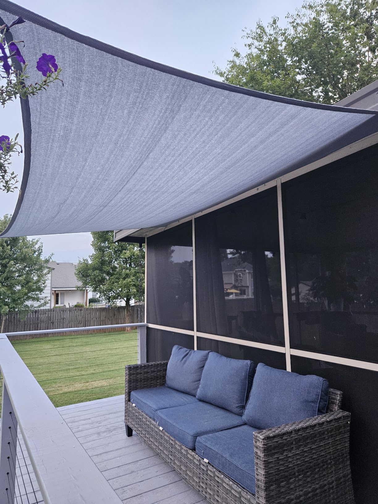 Cool Area Sun Shade Sail for Patio Backyard, Rectangle 10x20ft, Dark Grey, 95% UV Protection. 85%-90% Shading Rate. Permeable Shade Fabric. Customizable Sizes. Included Ropes. customer photo 2