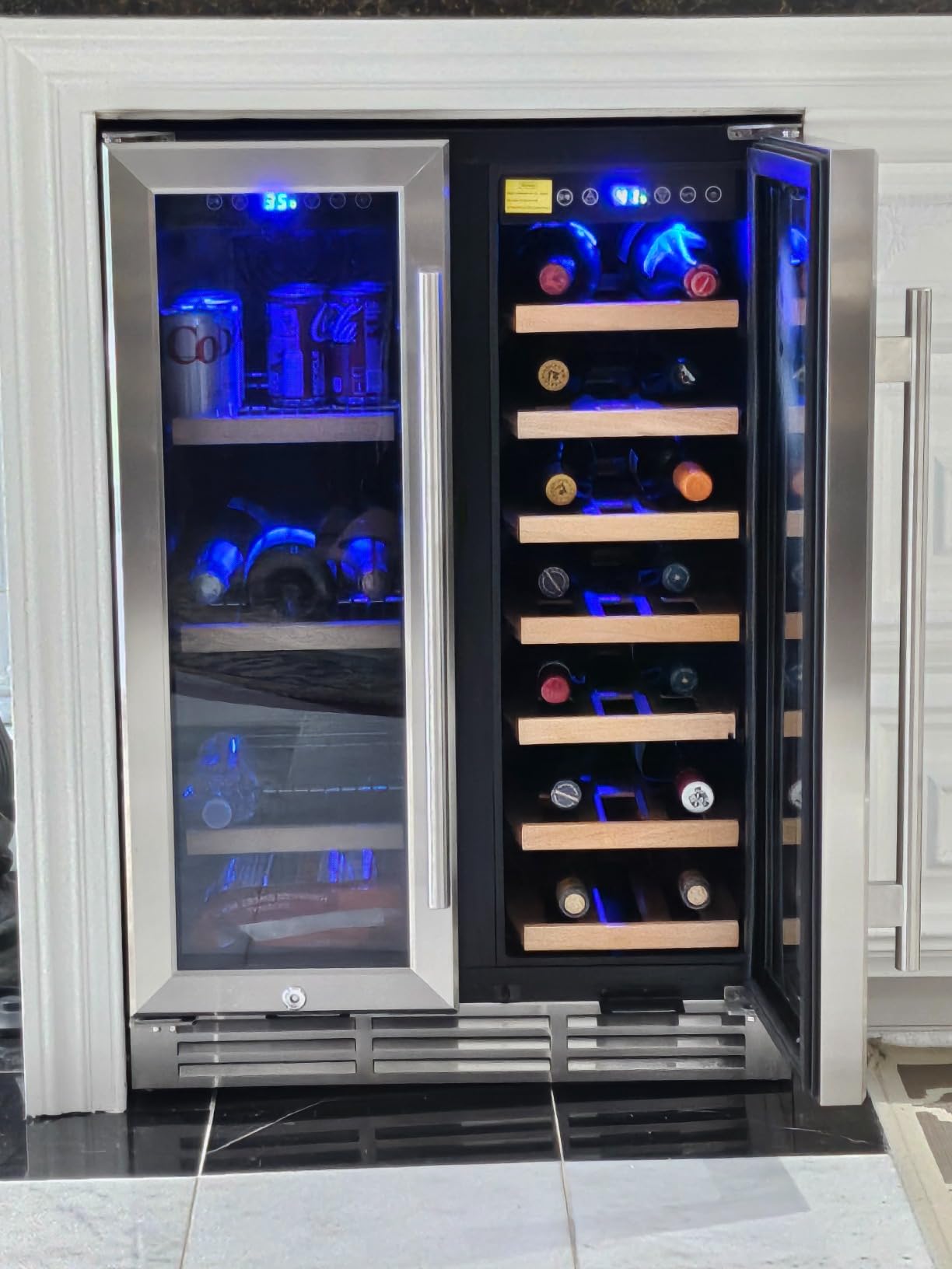 EUHOMY Wine and Beverage Refrigerator, 24 Inch Dual Zone Wine Cooler | Built-in or Freestanding, 21 Bottles & 88 Cans Glass Door, Removable Shelves, LED Light, Digital Temperature Control customer photo 1