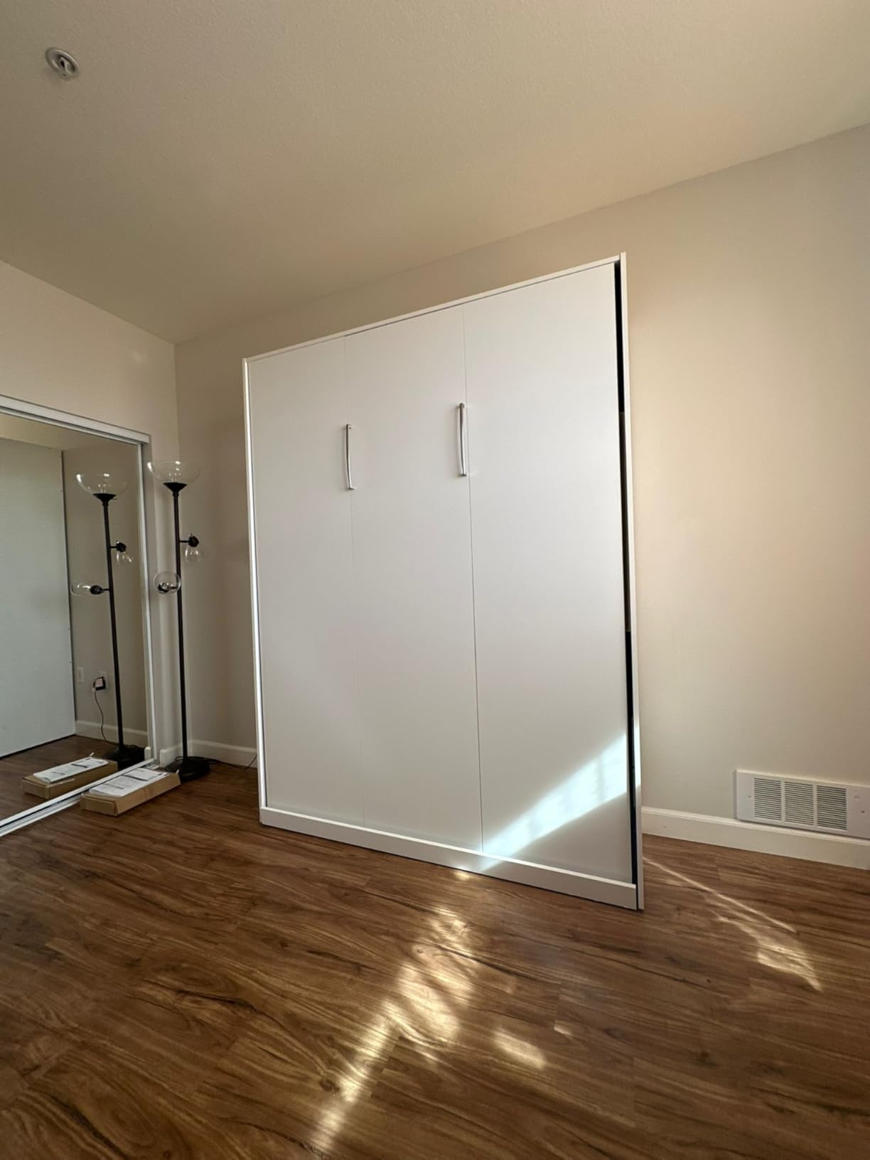Bestar Full Murphy Bed, Platinum Gray, Claremont, 59W | Dual piston mechanism; for guest room or multipurpose space customer photo 1