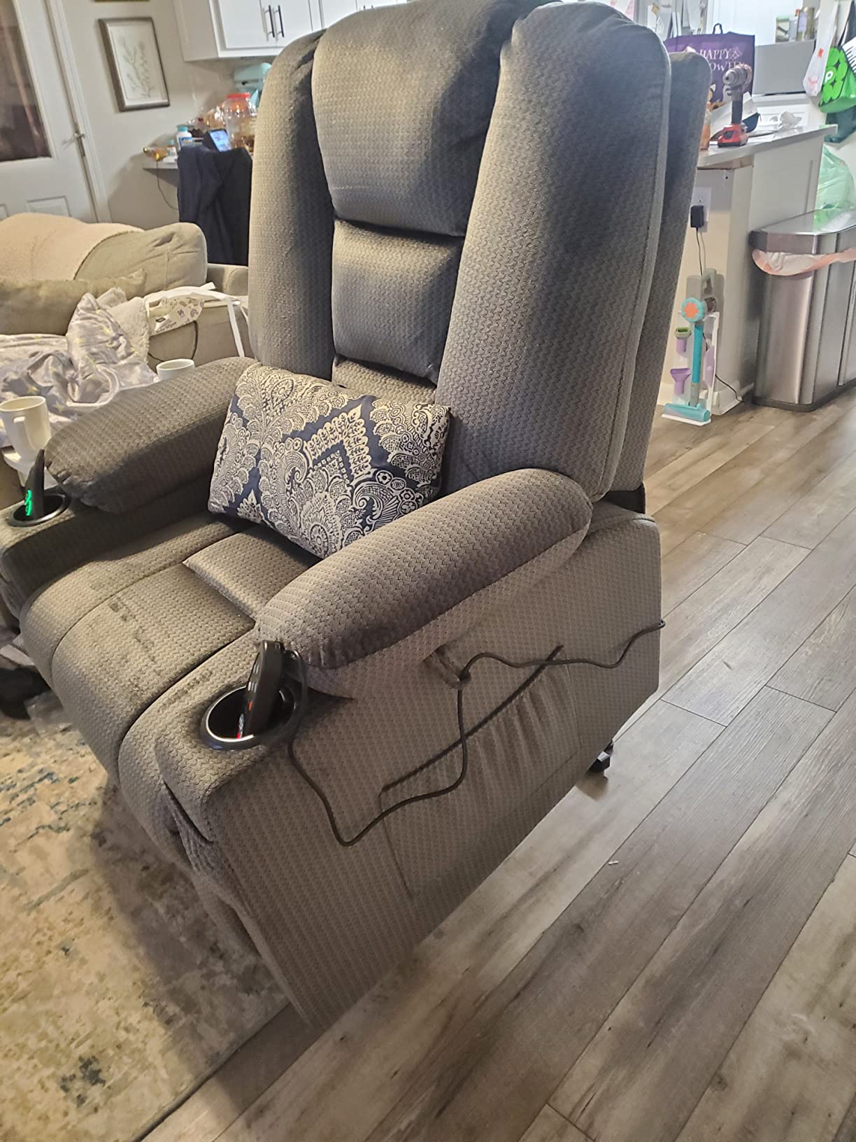 MCombo Oversized Power Lift Recliner Chair Sofa with Massage and Heat for Elderly People Petite, USB Ports, Side Pockets, Fabric R7561 (Beige, Small-Oversize) customer photo 1