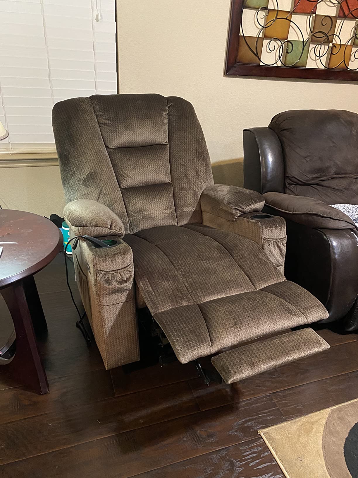MCombo Oversized Power Lift Recliner Chair Sofa with Massage and Heat for Elderly People Petite, USB Ports, Side Pockets, Fabric R7561 (Beige, Small-Oversize) customer photo 2