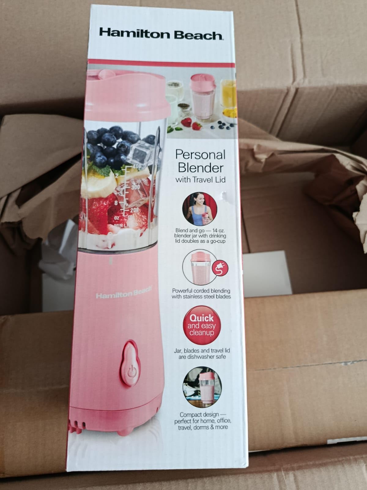 Hamilton Beach Portable Blender for Smoothies With 14 oz. Travel Jar, Coral, 51171G customer photo 1