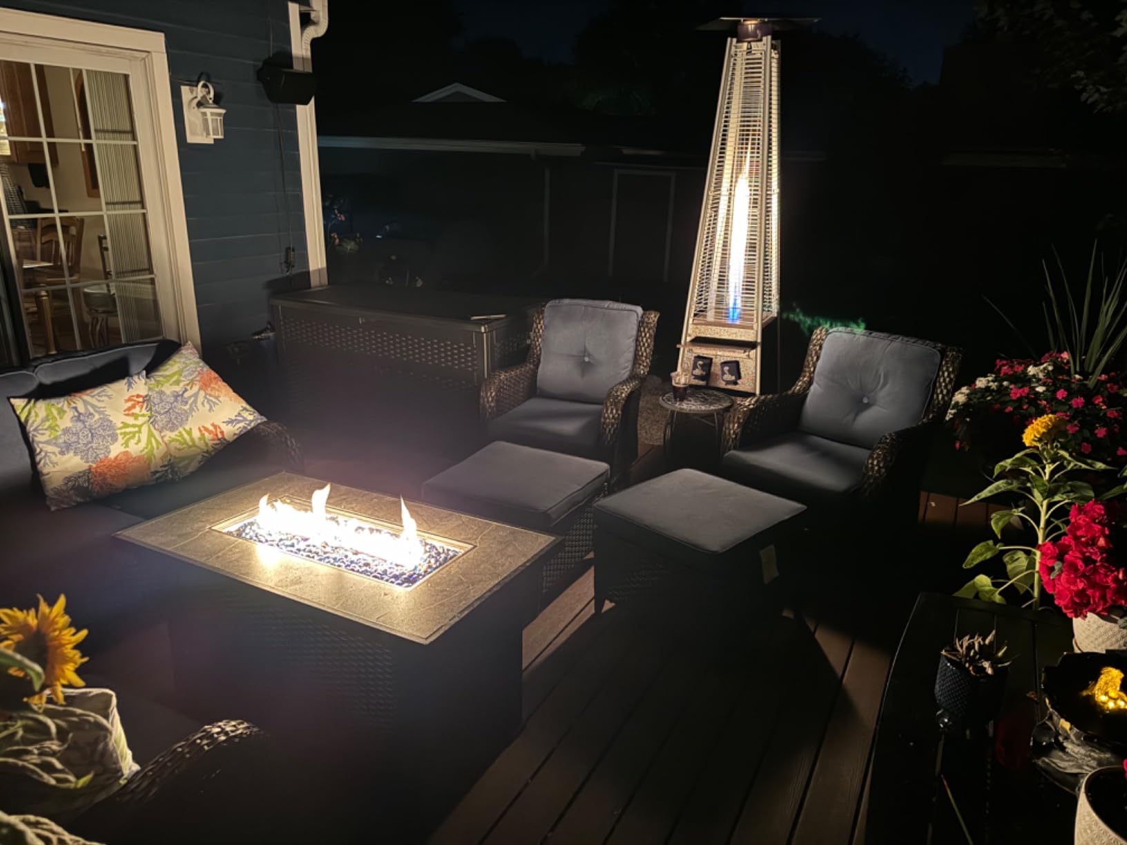 FOOWIN Patio Heater 48,000 BTU Outdoor Propane Heater with Wheels | Pyramid Patio Heater Outdoor Heaters for Patio w/Waterproof Cover & Gloves,for Outdoor Use,Party,Backyard,Garden,Bronze customer photo 1