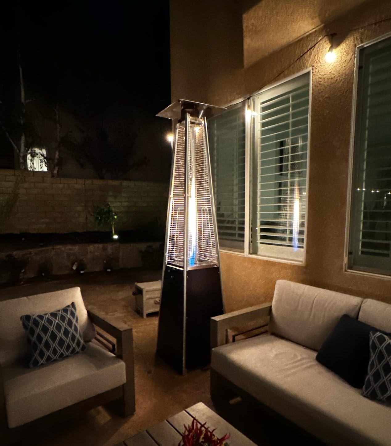 FOOWIN Patio Heater 48,000 BTU Outdoor Propane Heater with Wheels | Pyramid Patio Heater Outdoor Heaters for Patio w/Waterproof Cover & Gloves,for Outdoor Use,Party,Backyard,Garden,Bronze customer photo 2