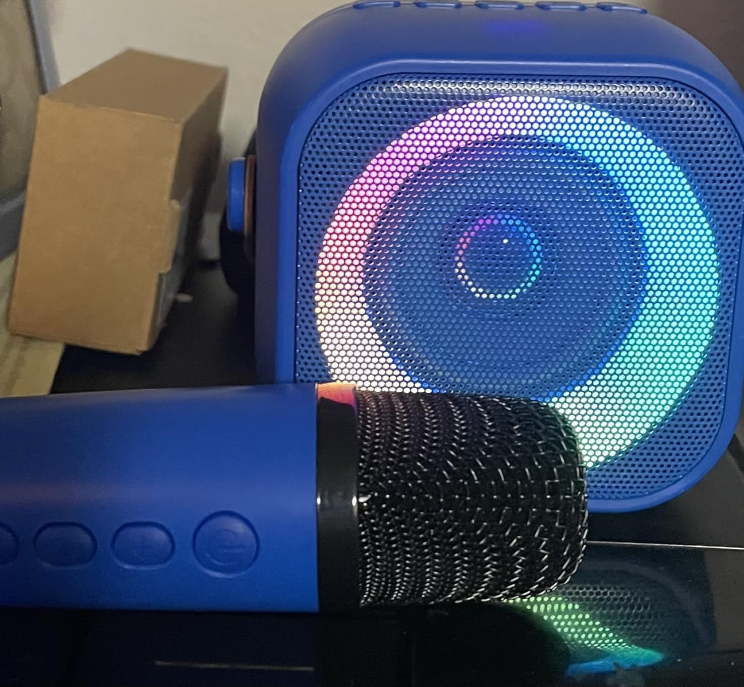 Mini Karaoke Machine, Portable Bluetooth Speaker with 2 Wireless Microphones | 360° Surround Sound, 5 Voice Effects, Bluetooth 5.0, LED Lights, TF/USB/AUX, For Kids and Adults, Family Home Party and Gifts customer photo 1