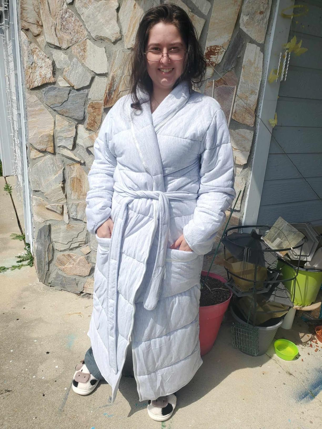 The Big Softy Quilted Luxury Robe For Women - Padded Hotel Spa Duvet Bathrobe - Jersey Cotton Long Length Weighted Bath Robe customer photo 2