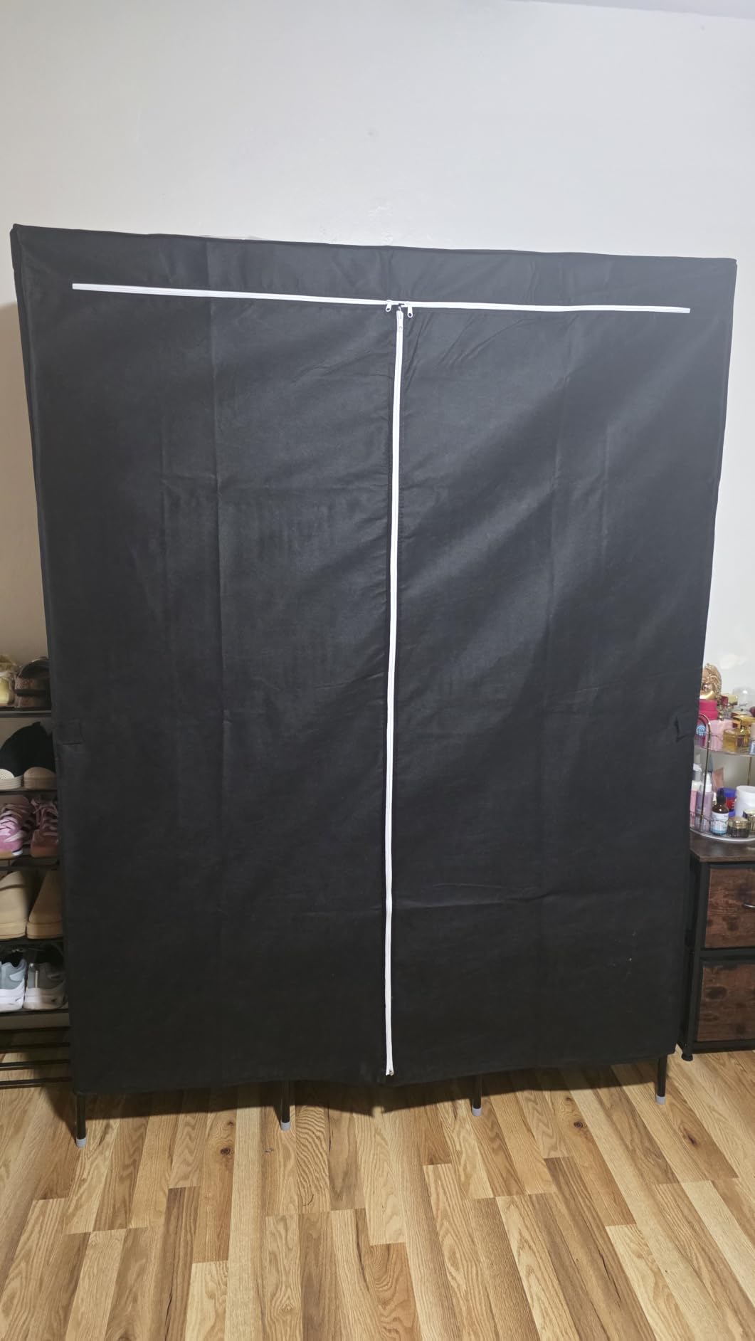 LOKEME Wardrobe Closet, Steel Pipe Diameter 19mm, Portable Closet for Bedroom | Strong and Sturdy Portable Closets for Hanging Clothes with 3 Hanging rods, 6 Storage Shelves and Side Pockets customer photo 1