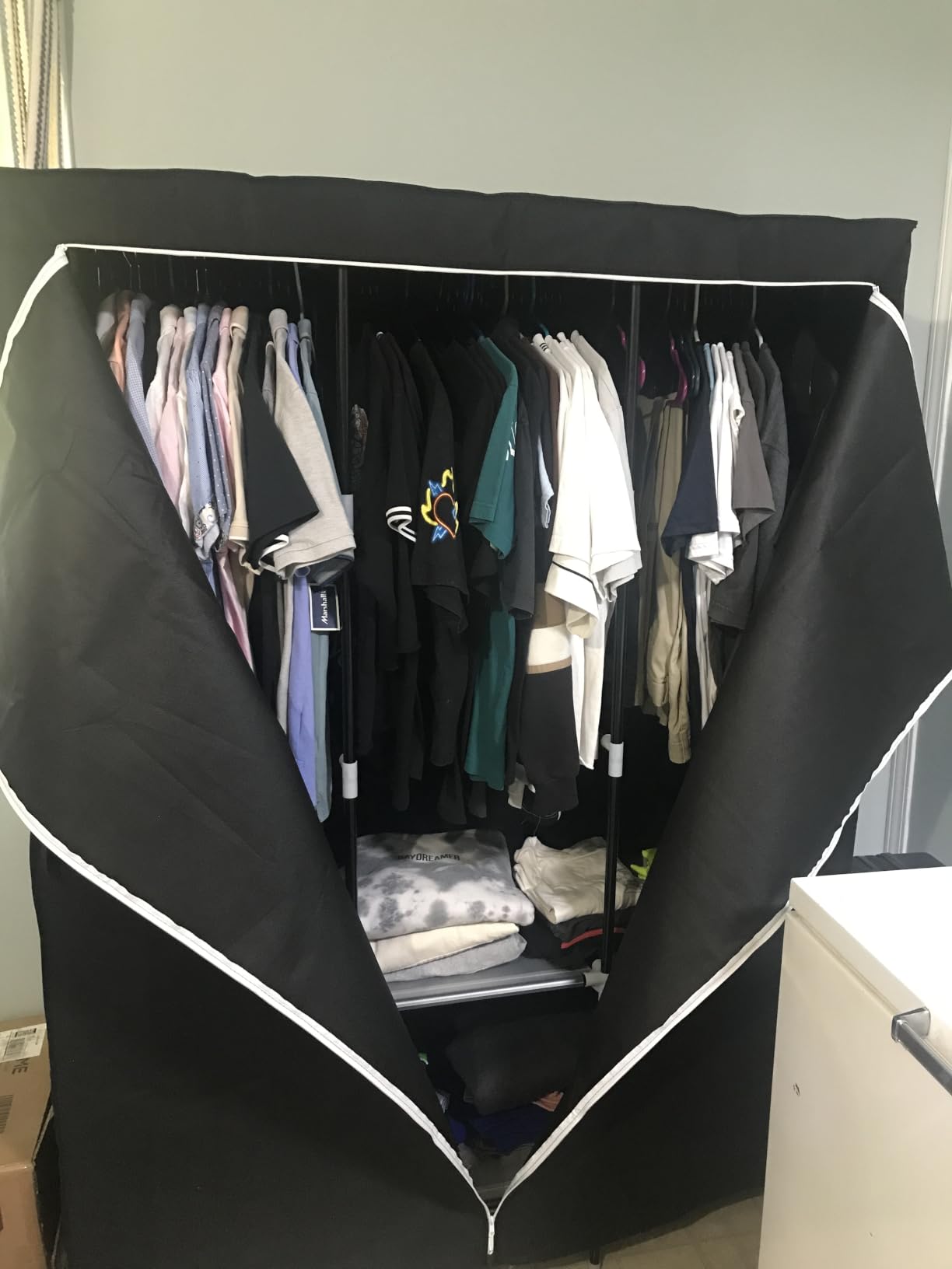 LOKEME Wardrobe Closet, Steel Pipe Diameter 19mm, Portable Closet for Bedroom | Strong and Sturdy Portable Closets for Hanging Clothes with 3 Hanging rods, 6 Storage Shelves and Side Pockets customer photo 2