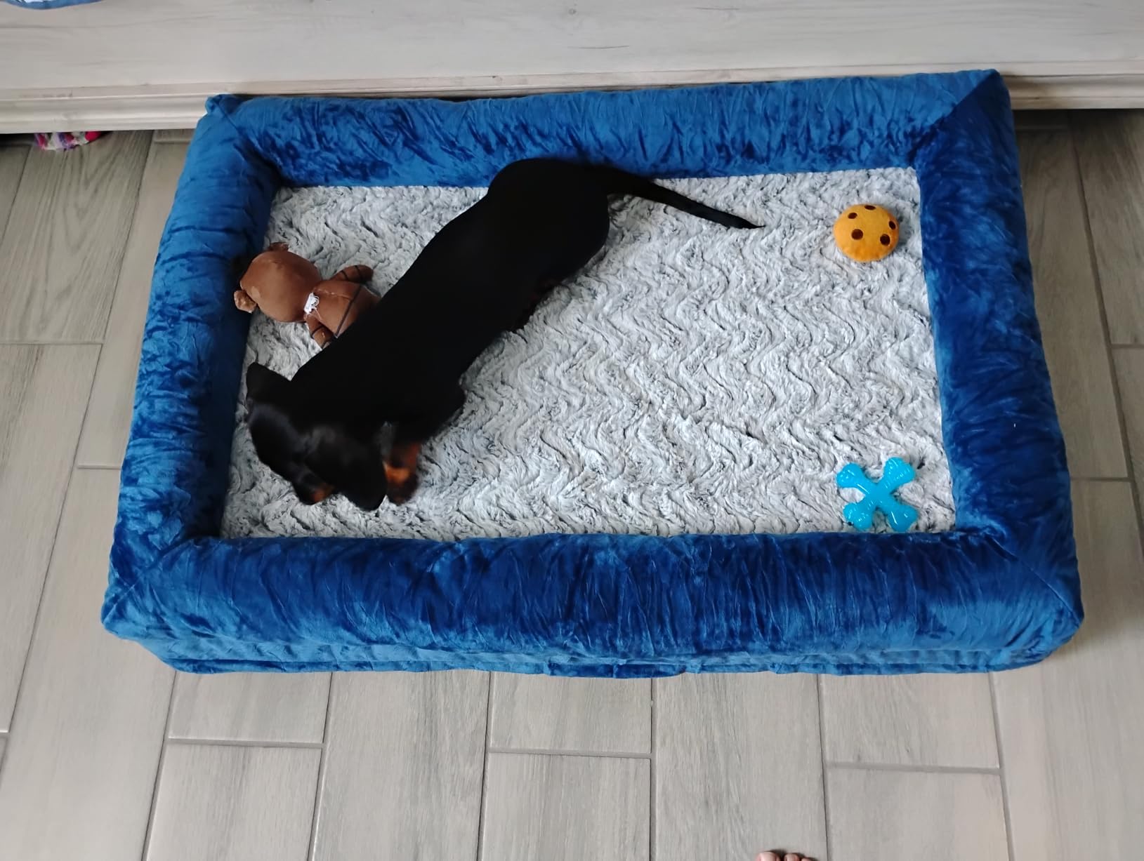 WNPETHOME XXL Extra Large Orthopedic for Senior Dog Bed Comfy Sleeping | Washable Waterproof Dog Couch with Removable Cover, Large Pet Sofa Bed with Bolster Sides for Relaxing Dark Green 45x35 Inch customer photo 1