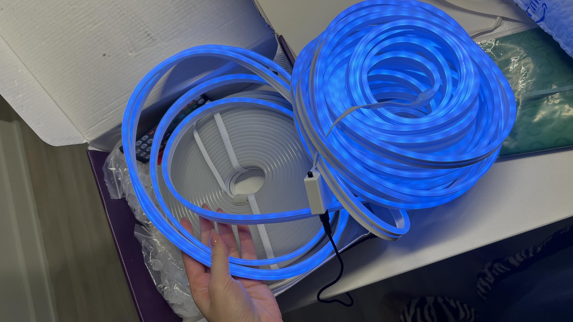 AILBTON Led Neon Rope Lights 100Ft, Flexible, Control with App/Remote, Multiple Modes, IP65 Outdoor RGB Waterproof, Music Sync Gaming Strip Lights for Bedroom Indoor customer photo 2