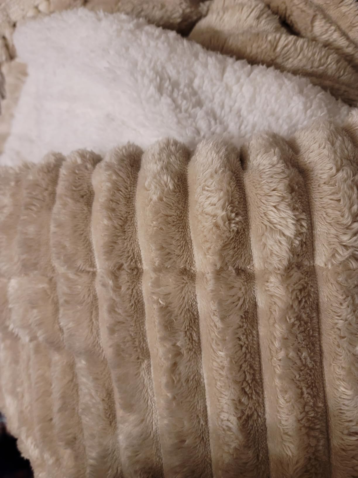 Bedsure Soft Sherpa Blanket Fluffy Throw Gift Beige 50