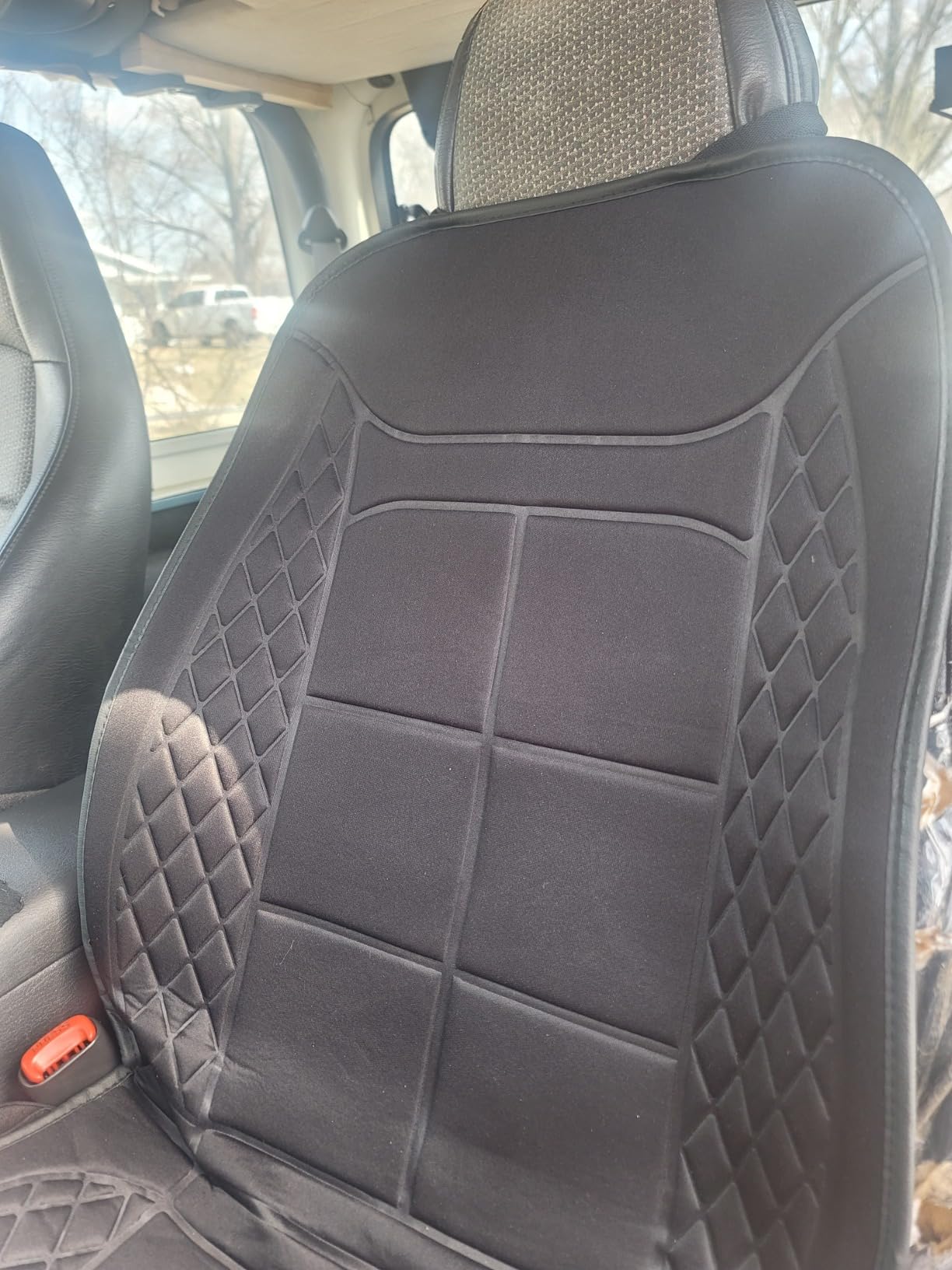 Car Seat Cushions, Car Seat Cover Foldable Portable Seat Cover | Comfortable Breathable Car Seat Cushion for Back and Seat Cushions with Bottom Anti Slip Silicon (1 Pack/Black) customer photo 1