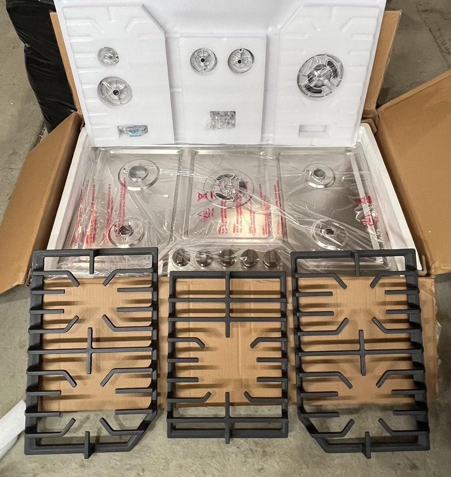 AMZCHEF 36 Inch Gas Cooktop with Griddle, 5 Italy SABAF Sealed Burners | Max 48,300 BTU Built-in Gas Stove Top, 304 Stainless Steel Panel, NG/LPG Convertible, ETL Certified customer photo 2