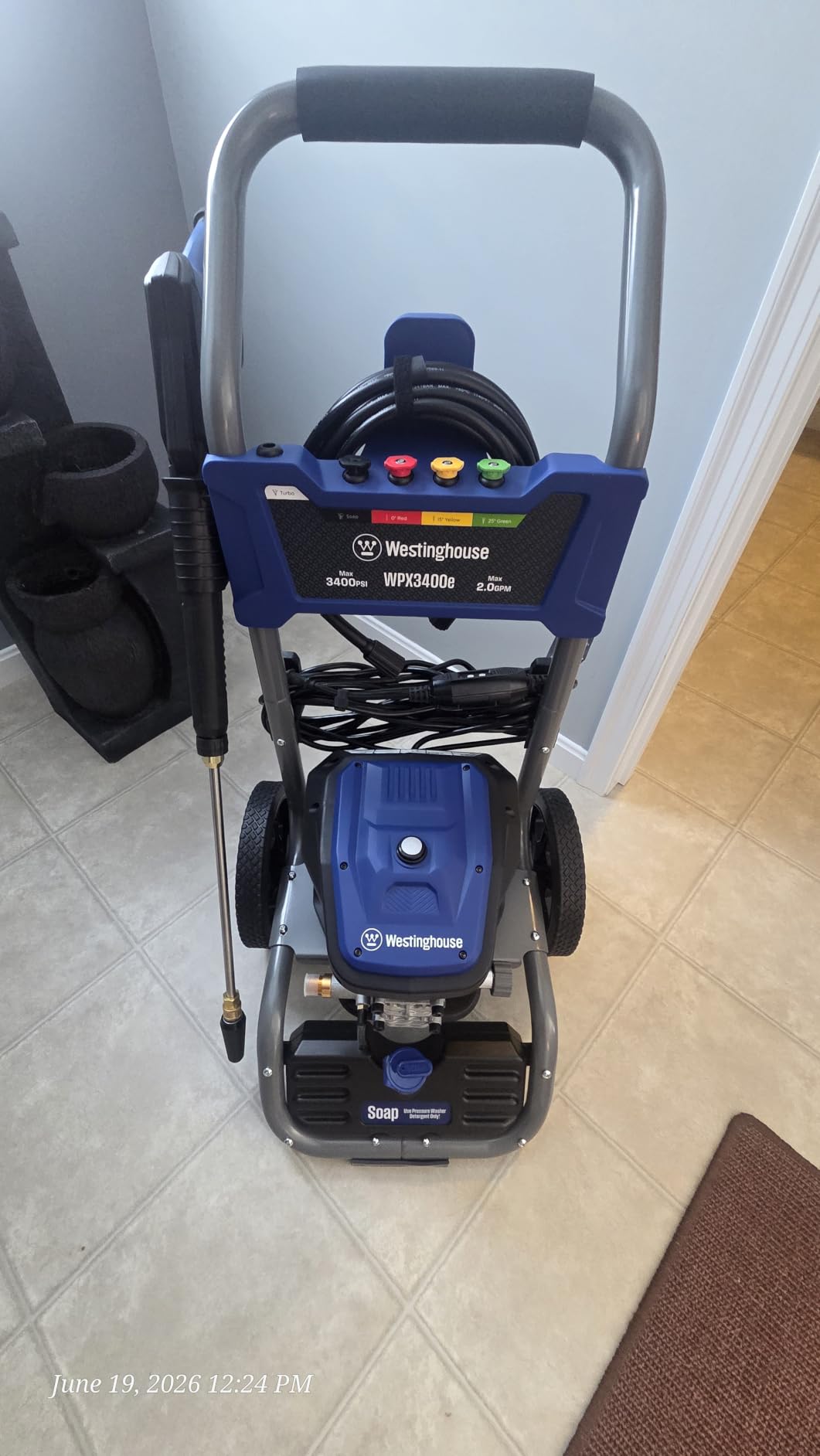Westinghouse WPX3400e Electric Pressure Washer, 3400 Max PSI and 2.0 Max GPM, Brushless Motor, Onboard Soap Tank, Spray Gun and Wand, 5 Nozzle Set, for Cars/Fences/Driveways/Homes/Patios/Furniture customer photo 2