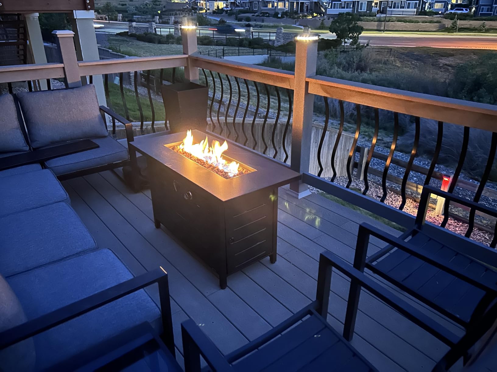Ciays 28Inch Propane Fire Pit Table, 50,000 BTU Outdoor Gas Fire Pit Table CSA-Certified for Outside Patio with Removable Lid and Lava Rocks, Add Warmth and Ambience to Parties, Backyard, Garden customer photo 2