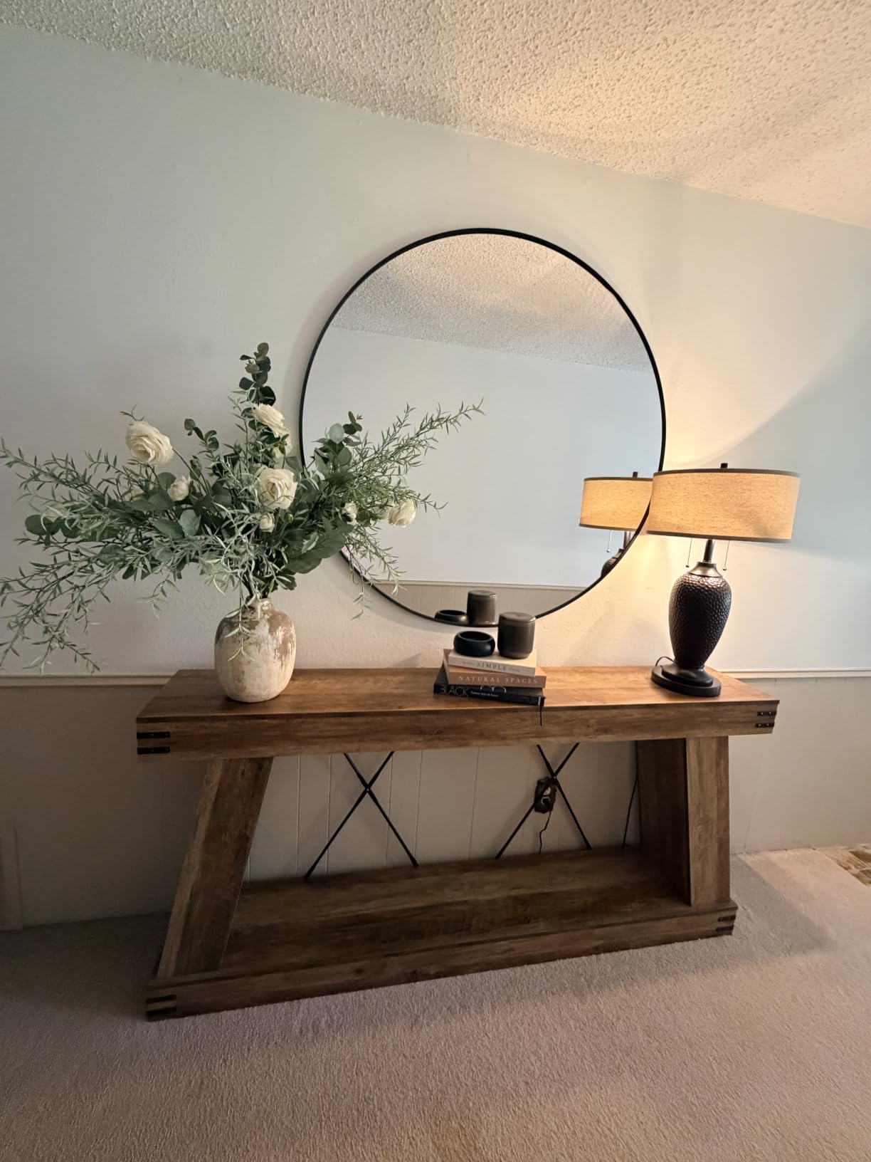 VooBang Black Round Bathroom Mirror 30