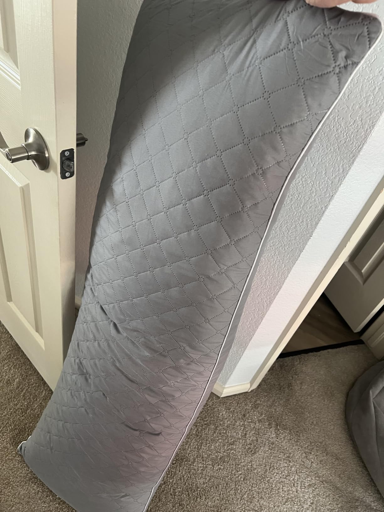 YZ HOME Long Body Pillow for Adults - Firm Body Pillow Insert with Shredded Blue Memory Foam, Adjustable Height, Soft Support for Side Sleeping, Pregnant Women, Washable (20x54 Inch, Grey) customer photo 1