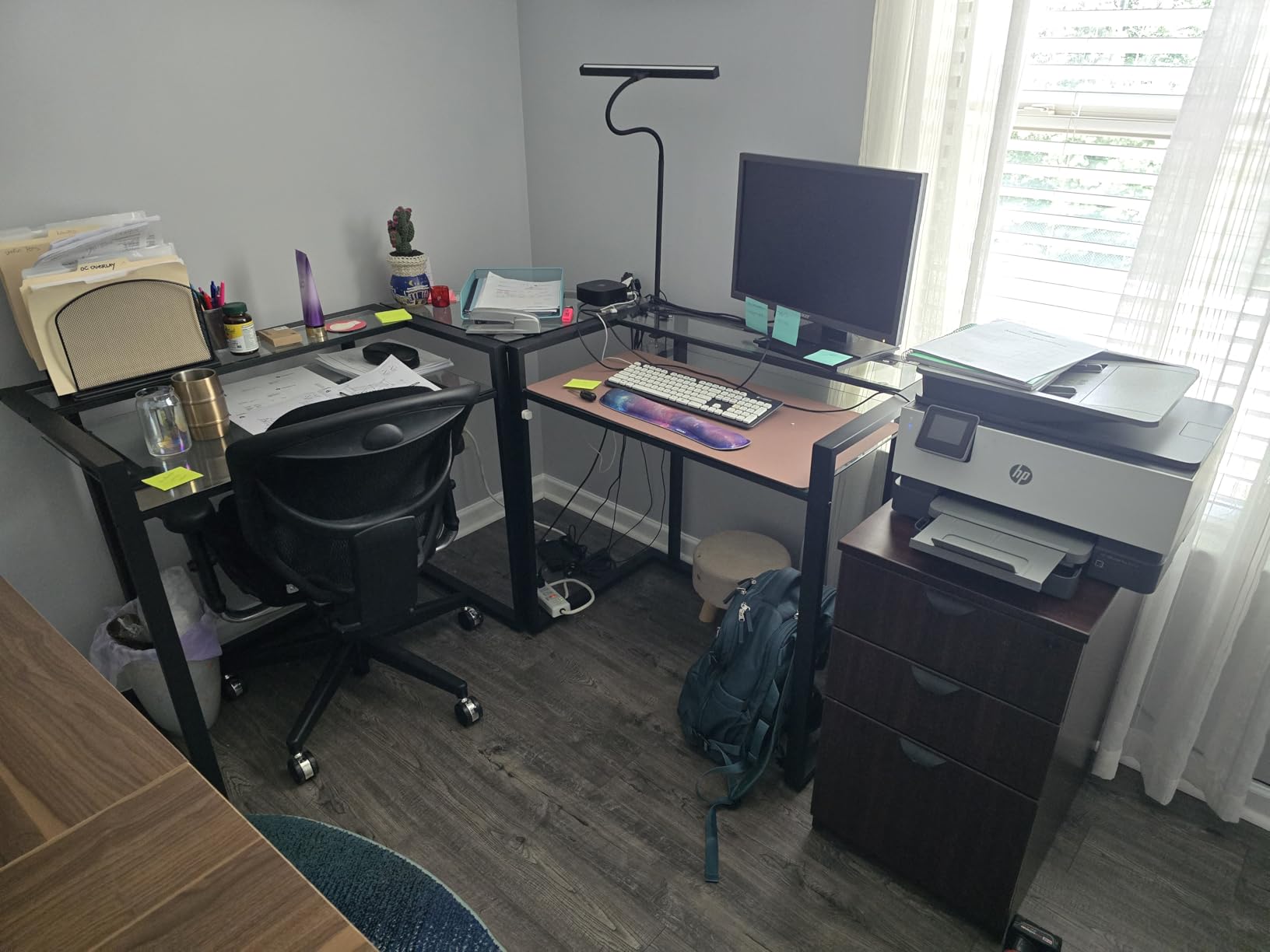 Tribesigns 63 Inch Executive Desk with Filing Cabinet, L Shaped Office Desk | Large Office Desk with File Drawer, L Shaped Desk with Storage, Computer Desk for Home Office, Easy Assembly, Brown and Black customer photo 1