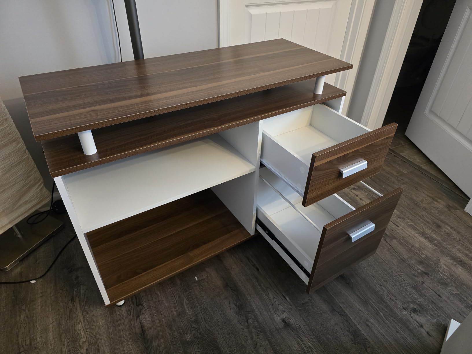 Tribesigns 63 Inch Executive Desk with Filing Cabinet, L Shaped Office Desk | Large Office Desk with File Drawer, L Shaped Desk with Storage, Computer Desk for Home Office, Easy Assembly, Brown and Black customer photo 2