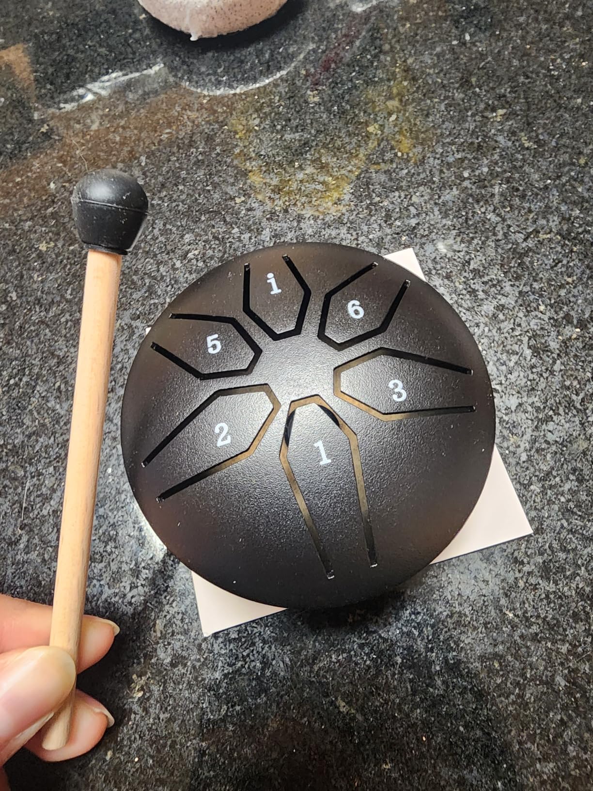 EASTROCK Mini Steel Tongue Drum 3 Inch 6 Notes C Key, Black | Percussion Instrument Handpan Drum with Mallets & Music Book for Meditation, Relaxation Music Gifts for Adults, Beginners customer photo 1