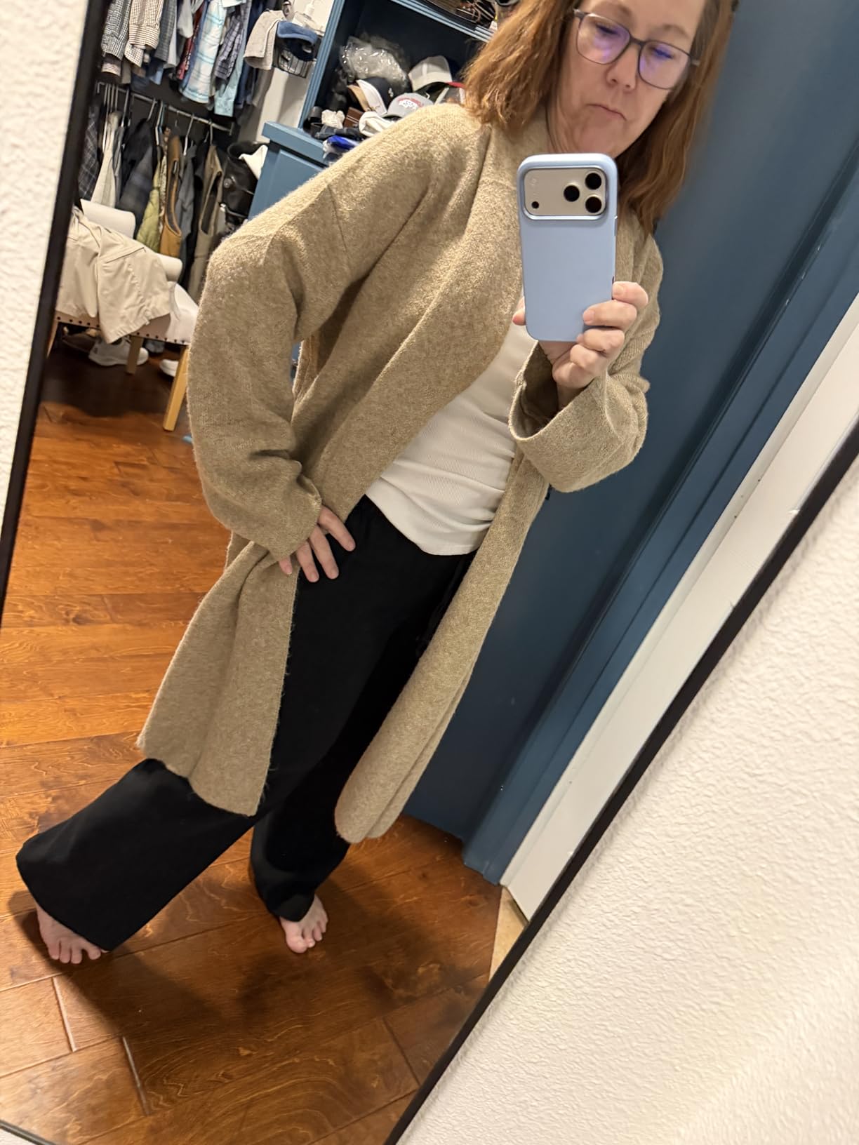 Delma Full Length Mirror with Stand, Black Floor Mirror | Aluminium alloy frame with HD float glass for distortion-free reflection. Free standing or wall mounted. customer photo 2