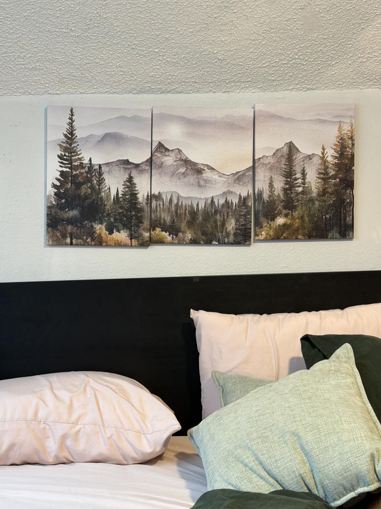 MHARTK66 Wall Art for Living Room Modern Wall Decor for Bedroom Office Decor Abstract Mountain Forest Landscapes Ink Painting 3 Piece Framed Canvas Art Prints Ready to Hang Wall Pictures Home Decor customer photo 1