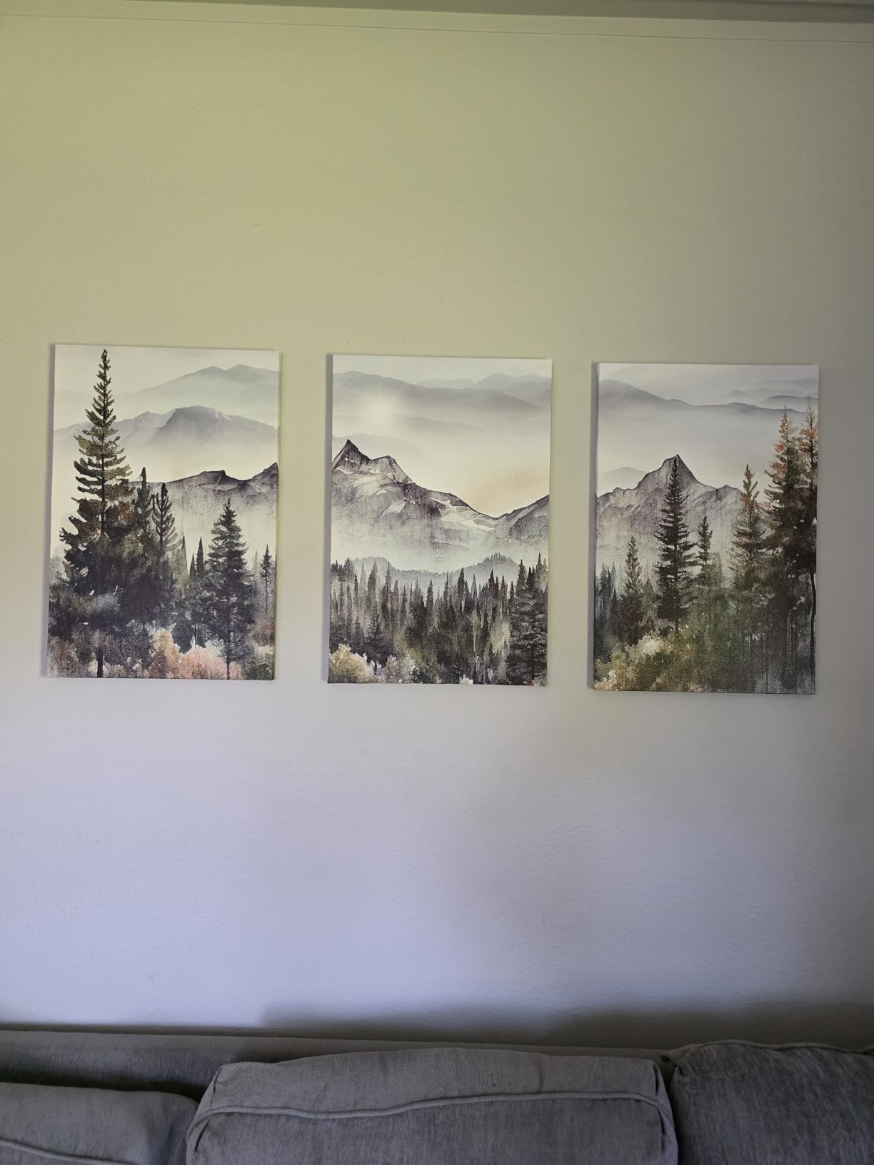 MHARTK66 Wall Art for Living Room Modern Wall Decor for Bedroom Office Decor Abstract Mountain Forest Landscapes Ink Painting 3 Piece Framed Canvas Art Prints Ready to Hang Wall Pictures Home Decor customer photo 2
