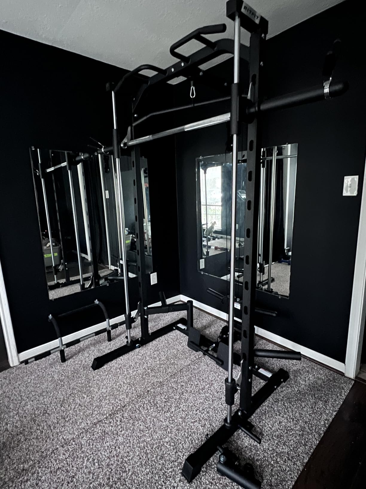 Smith Machine Power Rack with LAT-Pull Down System, Landmine, Barbell Bar, Plate Storage Pegs customer photo 1