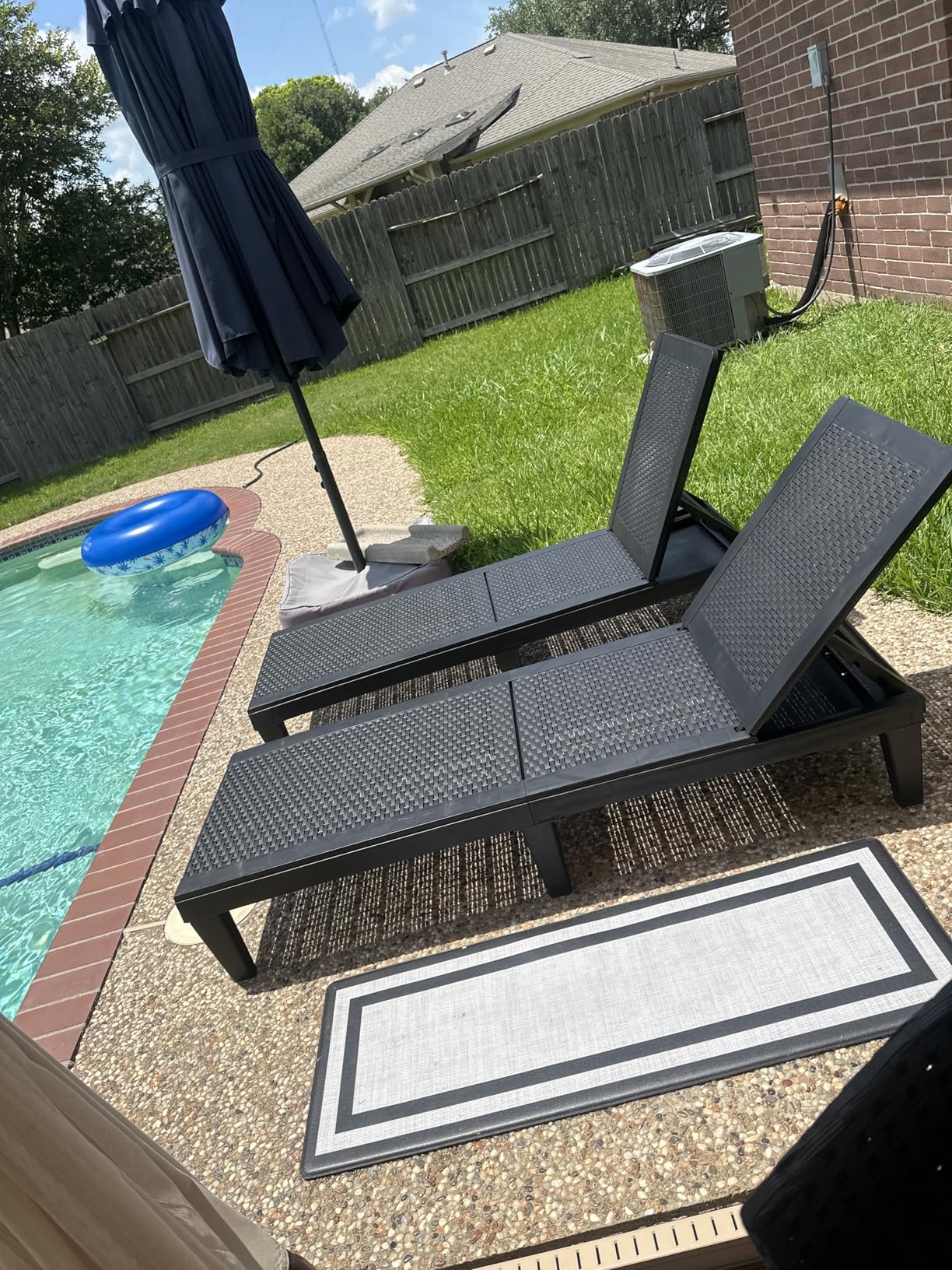 Greesum 2-Pack Adjustable Chaise Lounges, Black | 5-Pos Recline, Waterproof PP, UV-Resist, Easy-Clean, for Pool/Patio/Beach, Tool-Free customer photo 1
