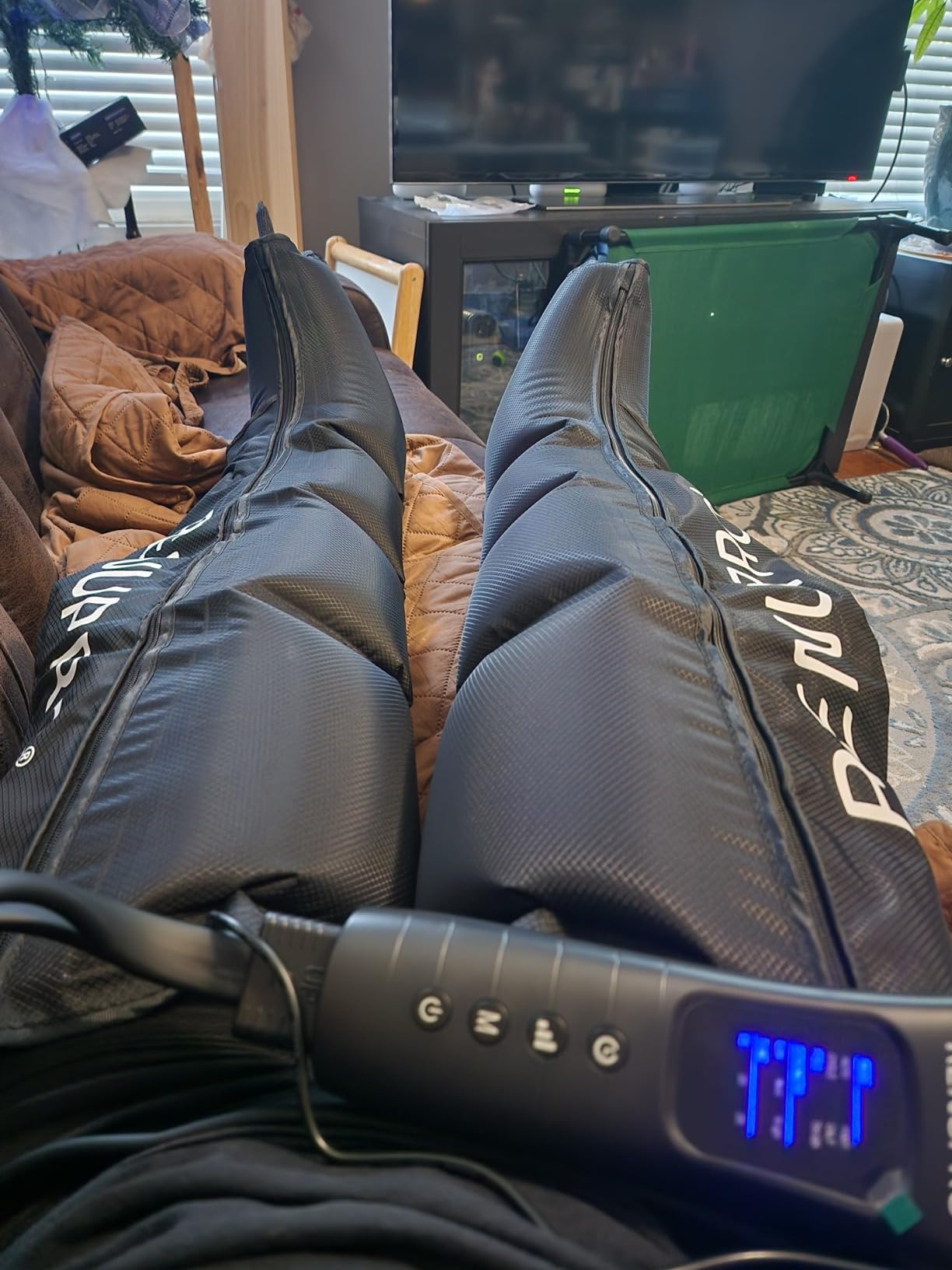 Leg Compression Massager, Air Compression Boots for Circulation | Full-leg sequential air compression for circulation & faster recovery; athlete recovery system, dynamic air, USA owned customer photo 2