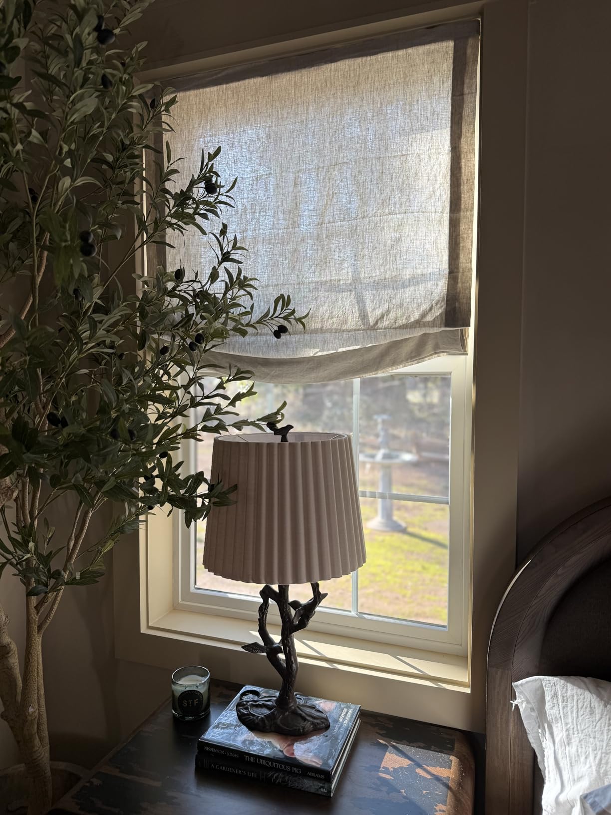 FANXINCAIWEI Roman Shades: Premium Handmade Relaxed Natural Linen for Windows - Custom Fabric Window Shade Treatment,Blackout Light Filtering for Living Room,Doors and Kitchen,Cordless Pull Down customer photo 1