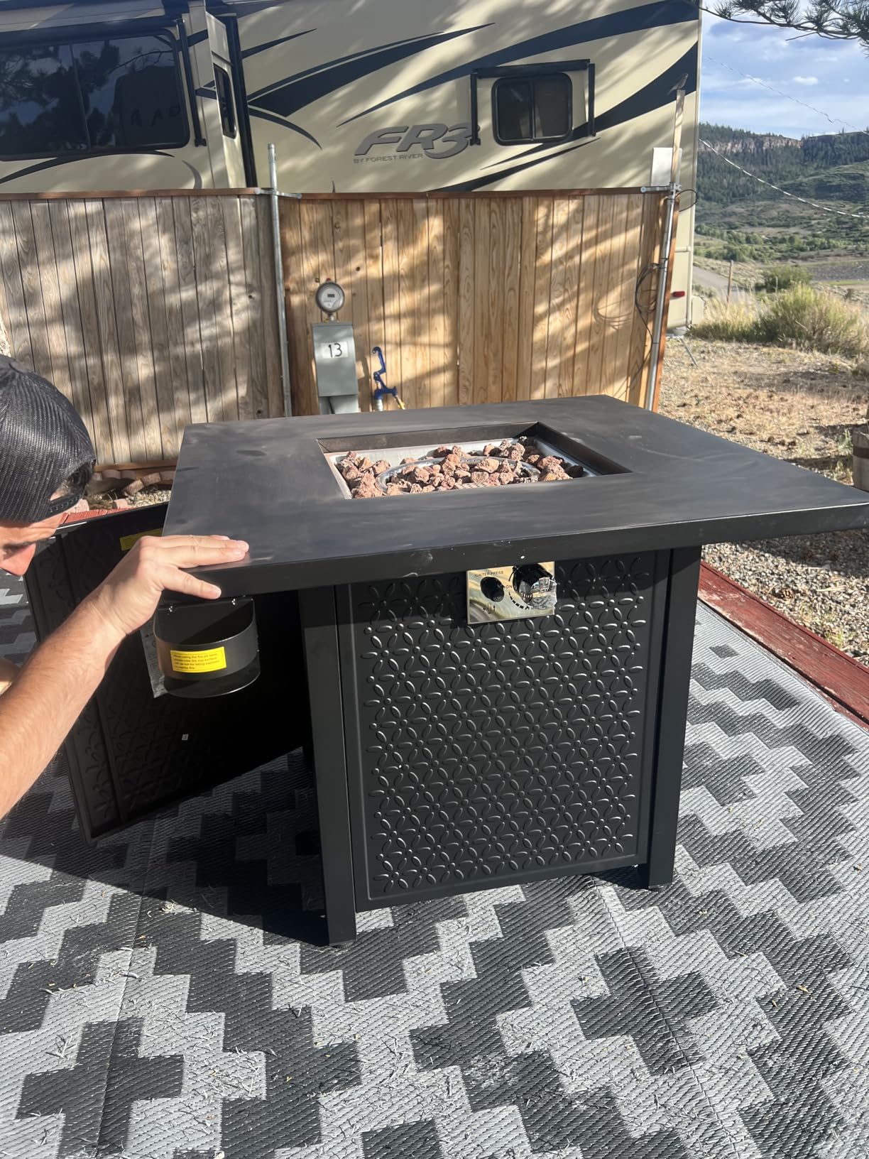 Ciays Propane Fire Pits 32 Inch Outdoor Gas Fire Pit, 50,000 BTU Steel Fire Table with Lid and Lava Rock, Add Warmth and Ambience to Gatherings and Parties On Patio Deck Garden Backyard customer photo 1