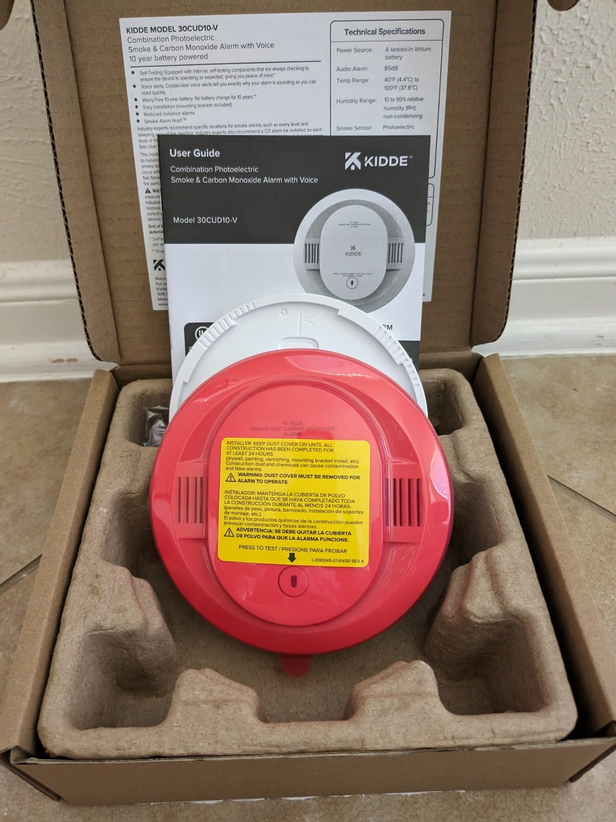 Kidde Smoke & Carbon Monoxide Detector, 10-Year Battery, 30CUD10-V, 1 Pack | Voice Alerts, No Battery Replacements or Low Battery Chirps, 2-in-1 Detection customer photo 2